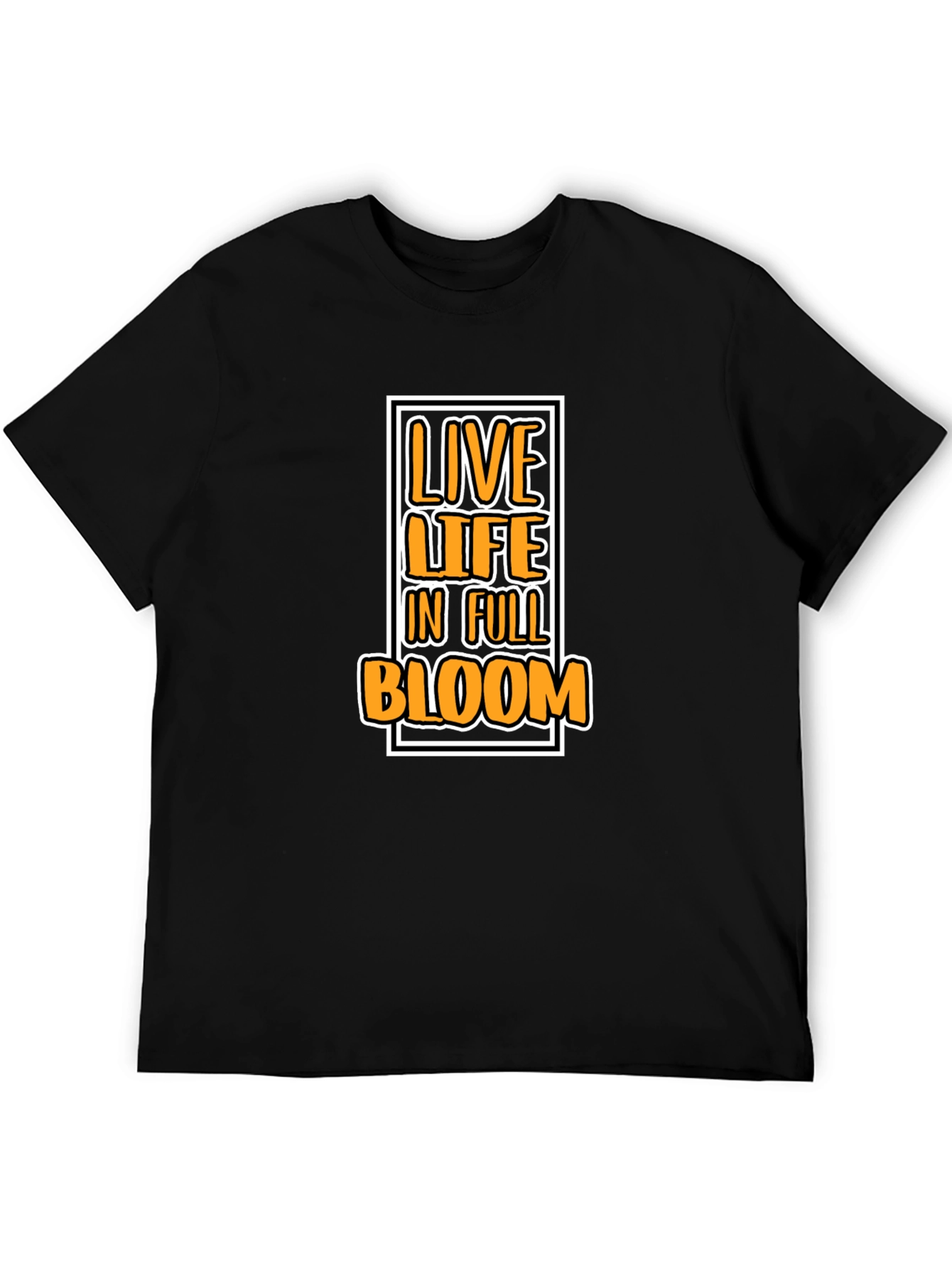 Black Live Life in Full Bloom Graphic Tee - Black Cotton T-Shirt view 5