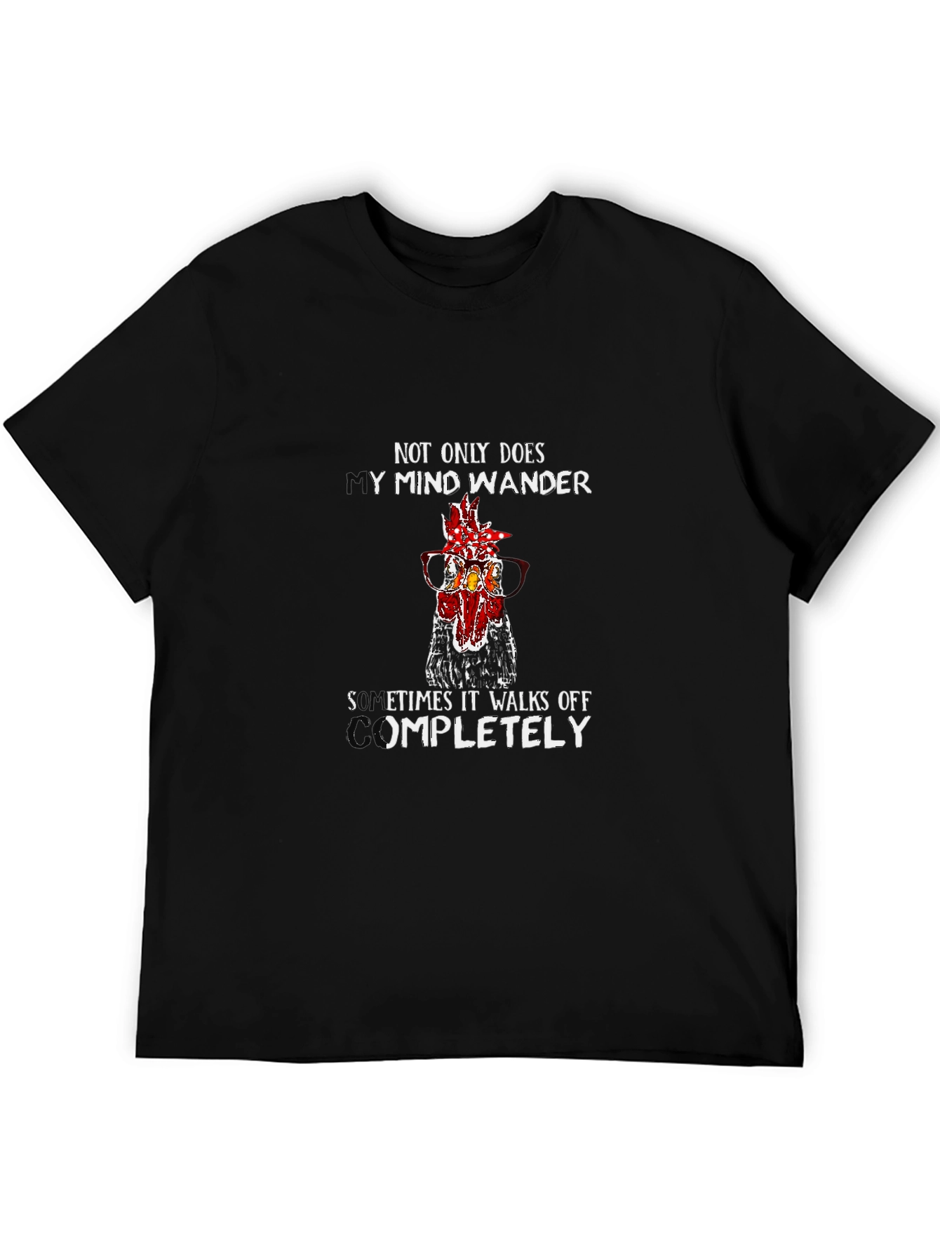 Black Funny Chicken Mind Wander T-Shirt view 5
