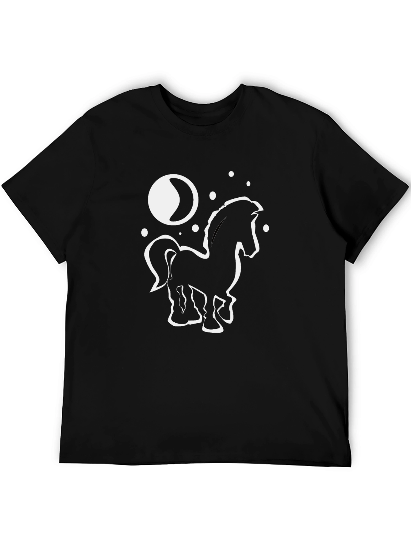 Black Horse & Moon Graphic Tee - Black Cotton T-Shirt view 5