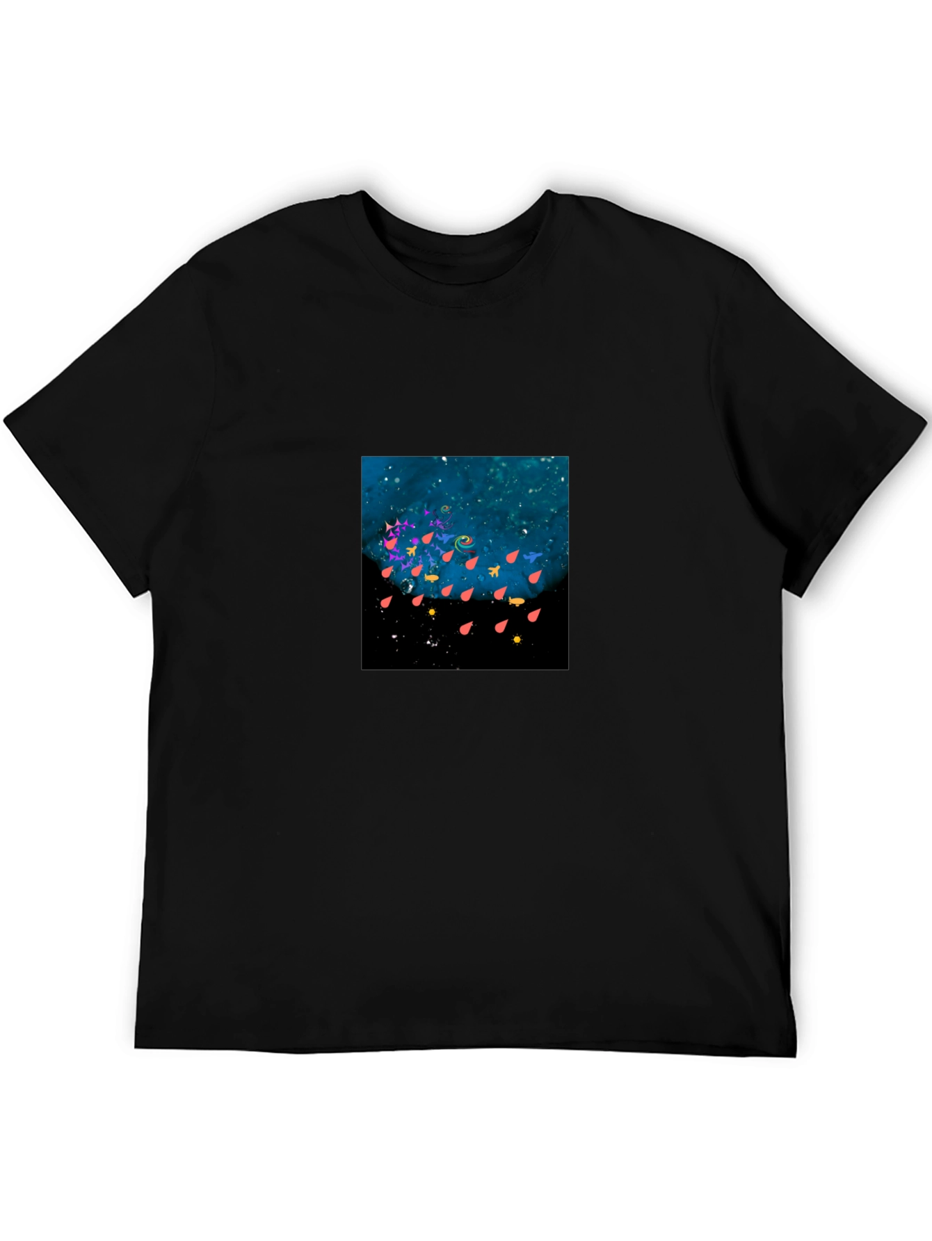 Black Unique Graphic Print Black T-Shirt view 5