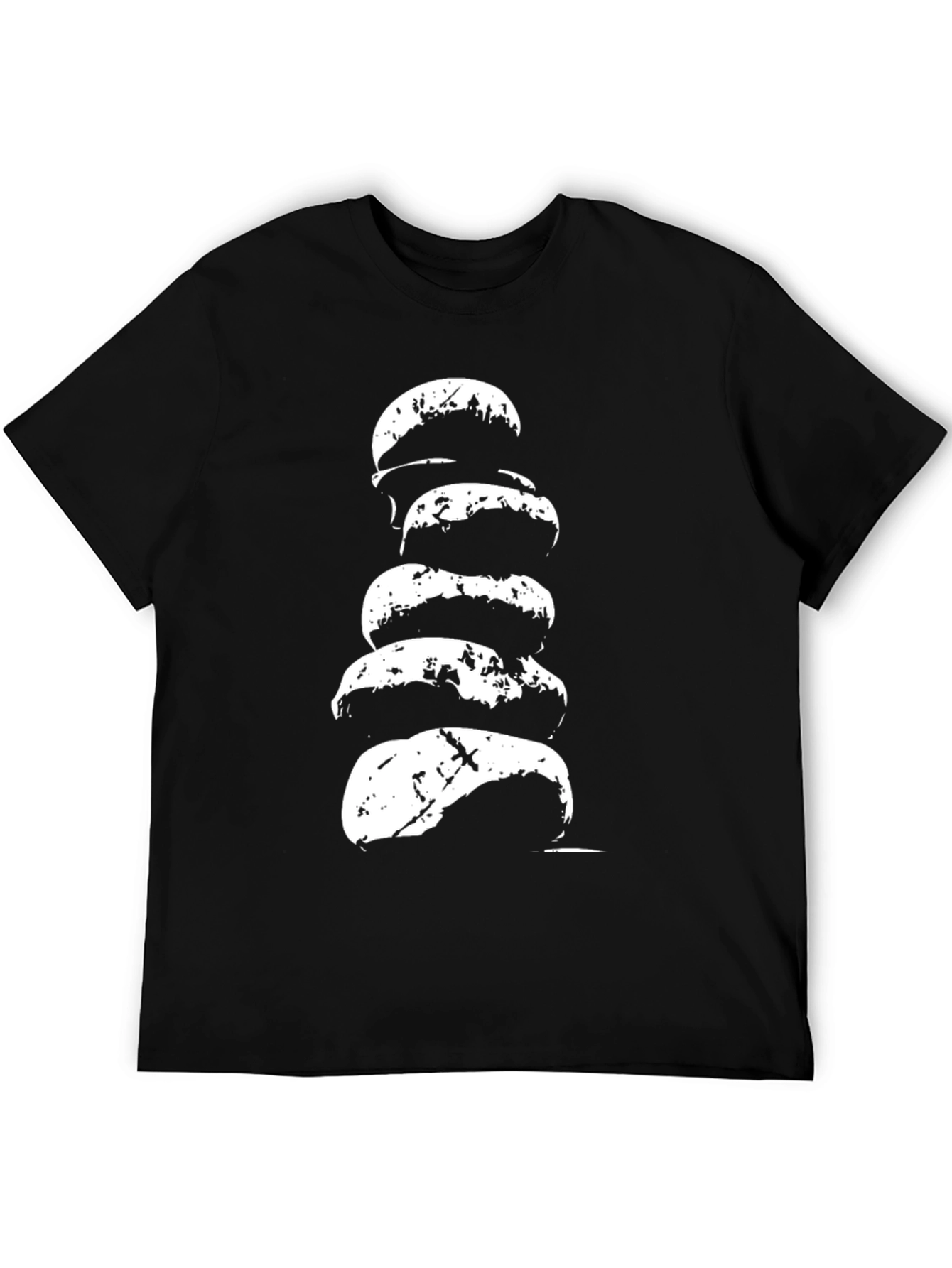 Black Stacked Rock Graphic Tee - Men's Black Cotton T-Shirt view 5