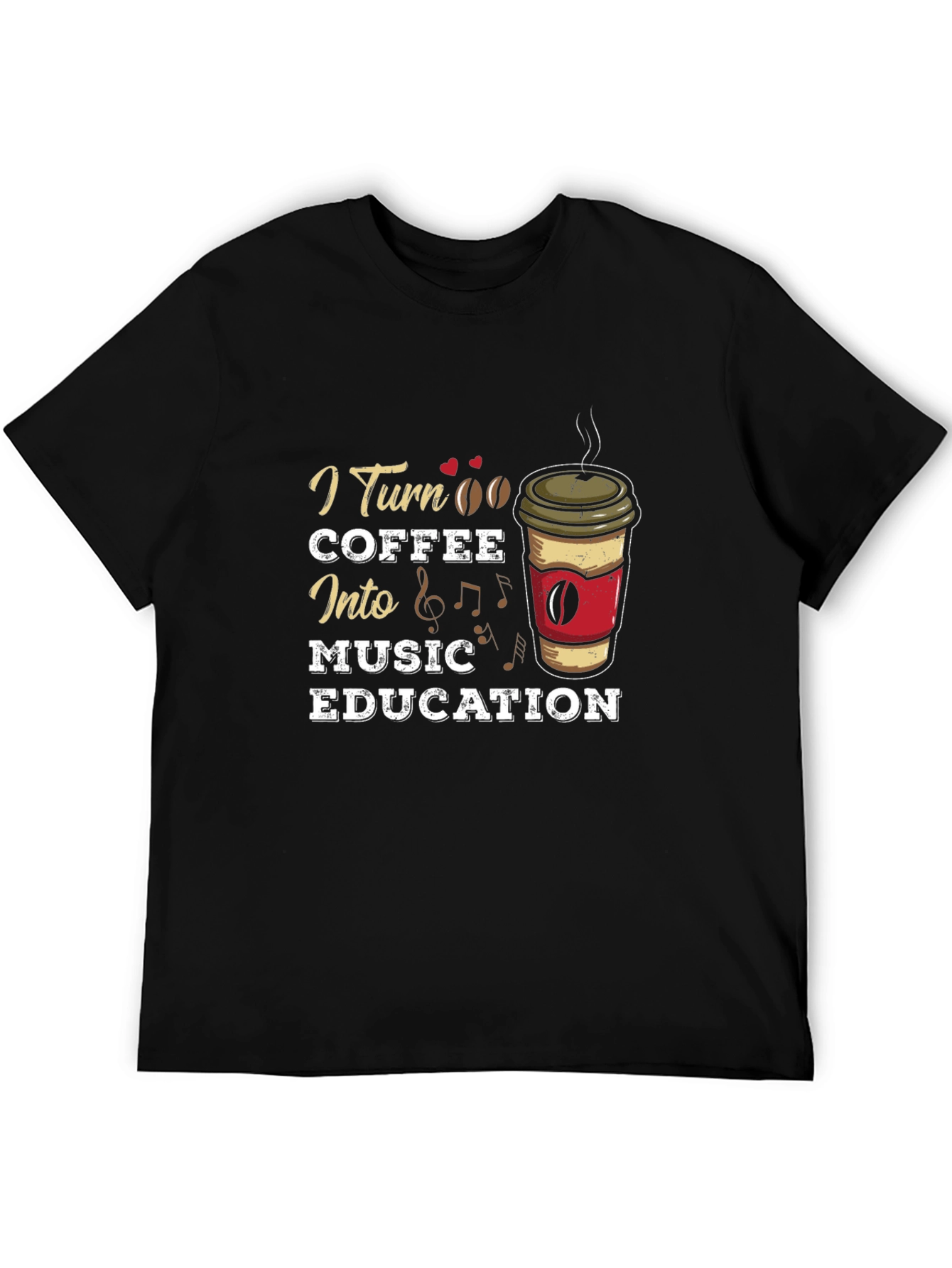 Black I Turn Coffee Into Music Education T-Shirt view 5