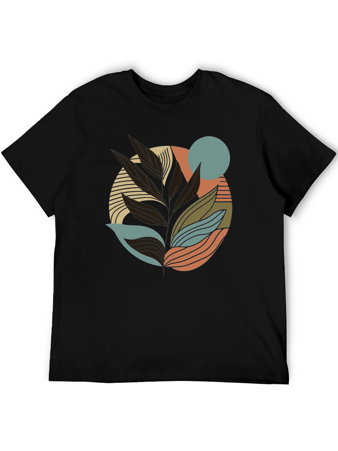 Black Abstract Leaf Graphic Print Tee view 5