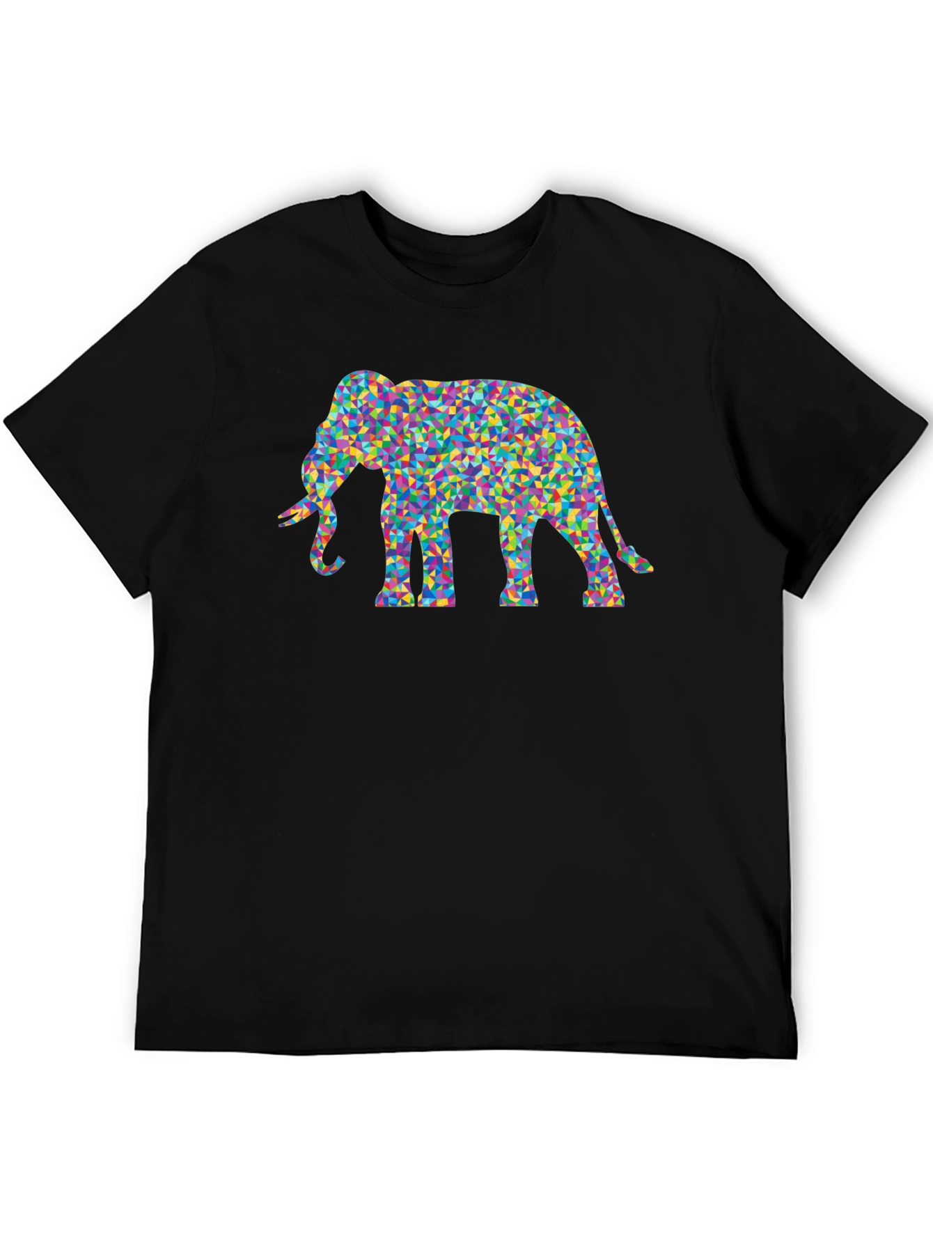 Black Mosaic Elephant Tee - Funky Graphic T-Shirt view 5