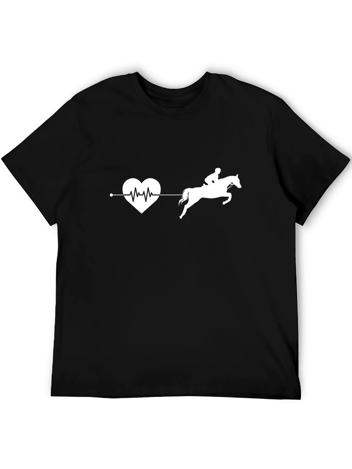 Black Equestrian Heartbeat T-Shirt: Horse Riding Love view 5