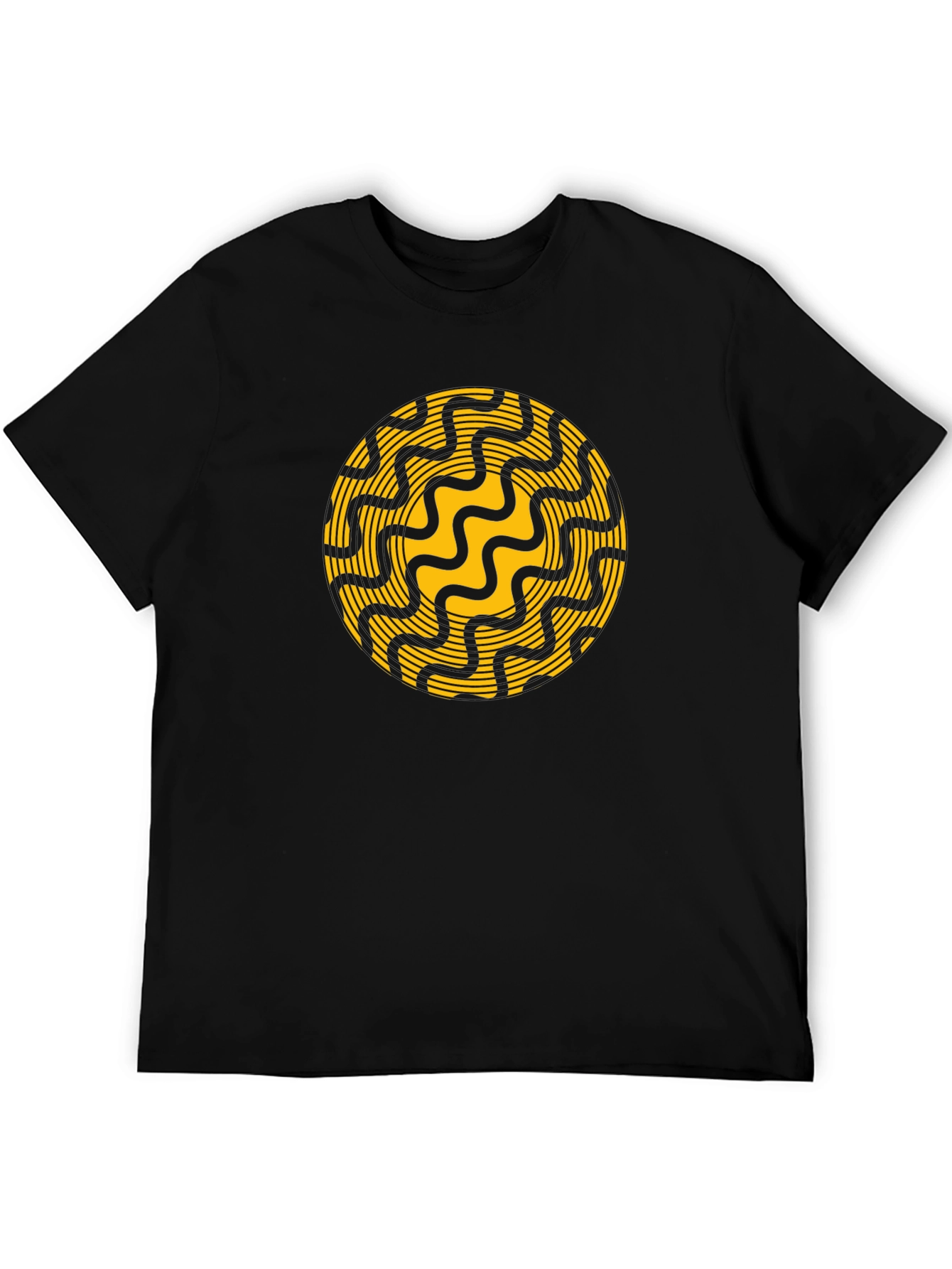 Black Abstract Circle Graphic Tee - Stylish Black T-Shirt view 5