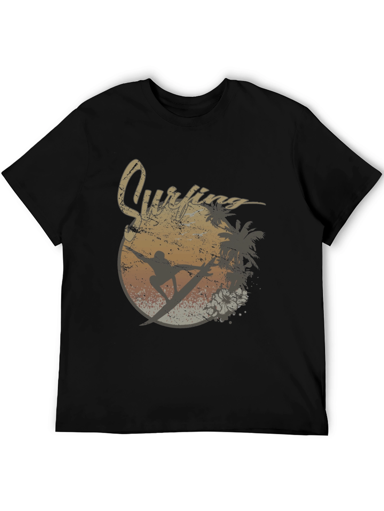 Black Vintage Surfing Graphic Tee view 5