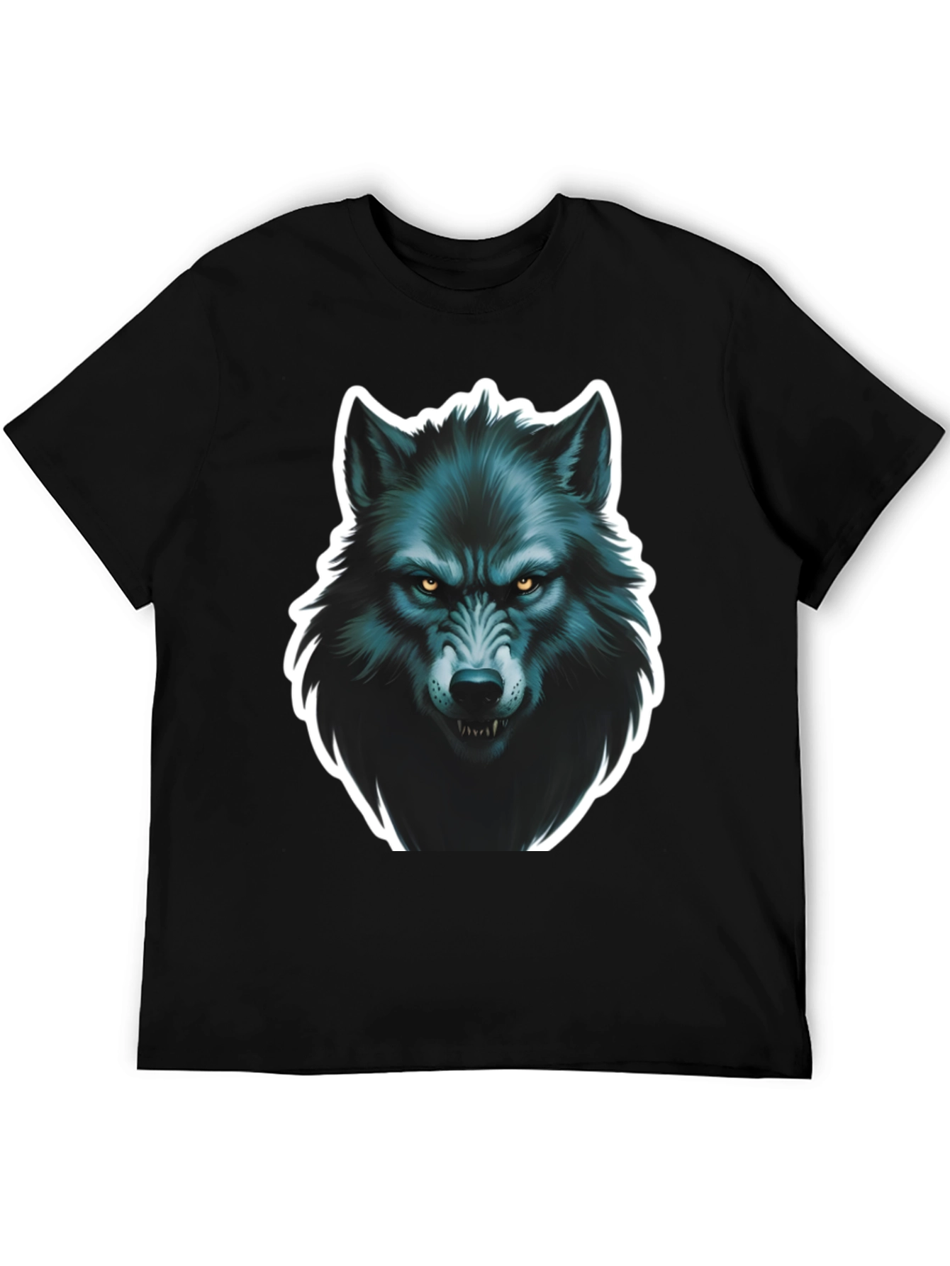Black Men's Black Wolf Graphic T-Shirt view 5