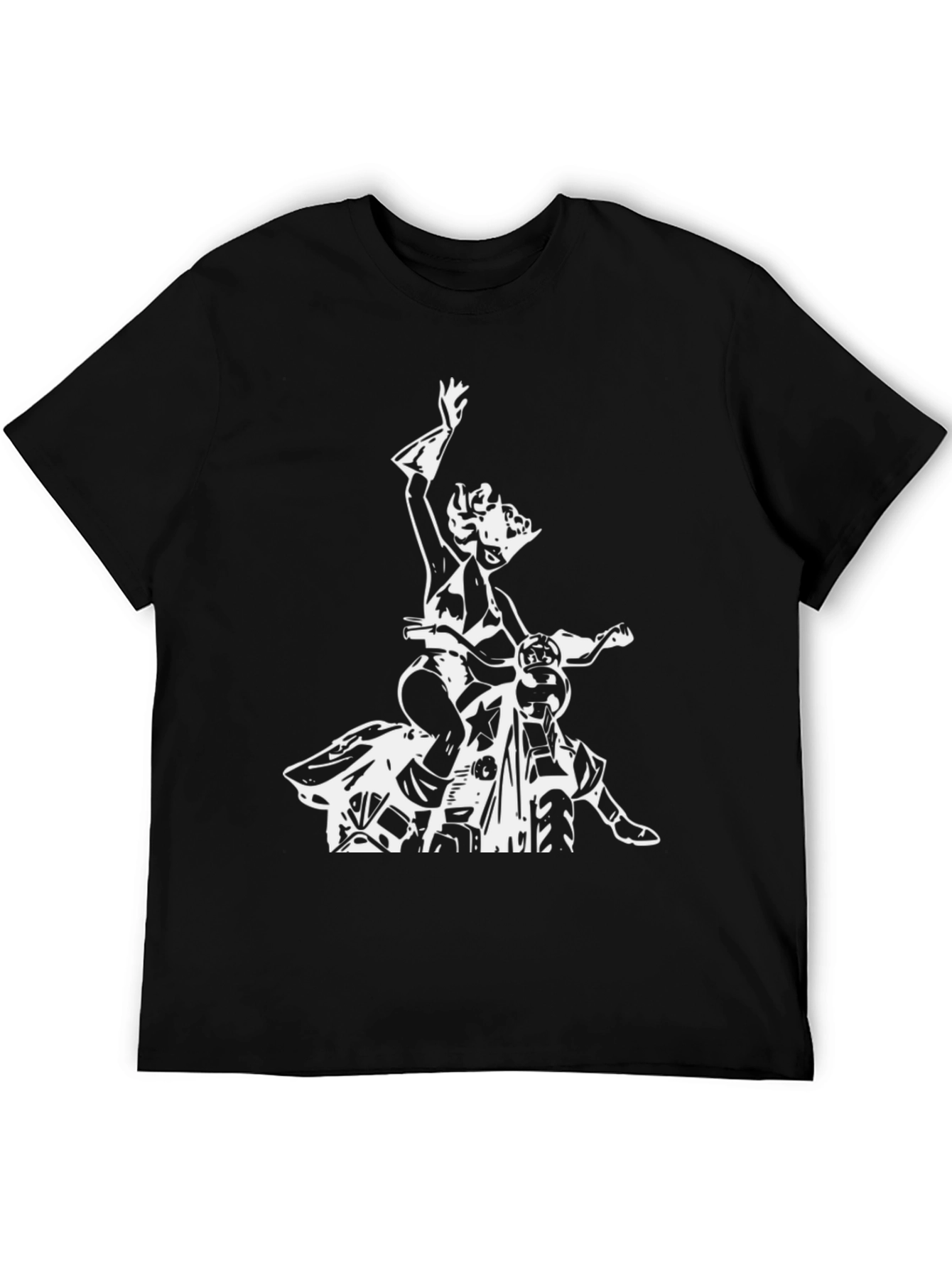 Black Black T-Shirt with Retro Motorcycle Graphic view 5