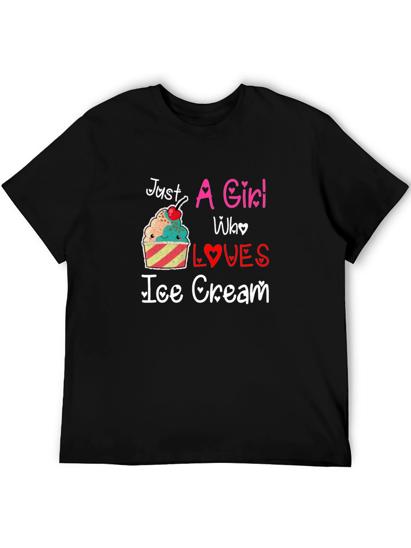Black Just A Girl Who Loves Ice Cream Graphic Tee view 5