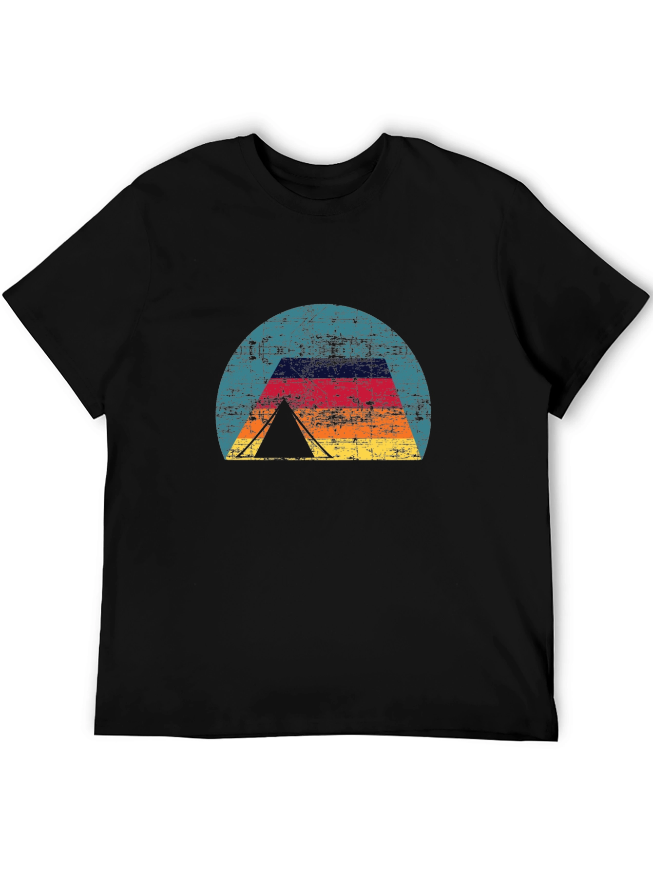 Black Retro Camping Tent T-Shirt - Vintage Style view 5