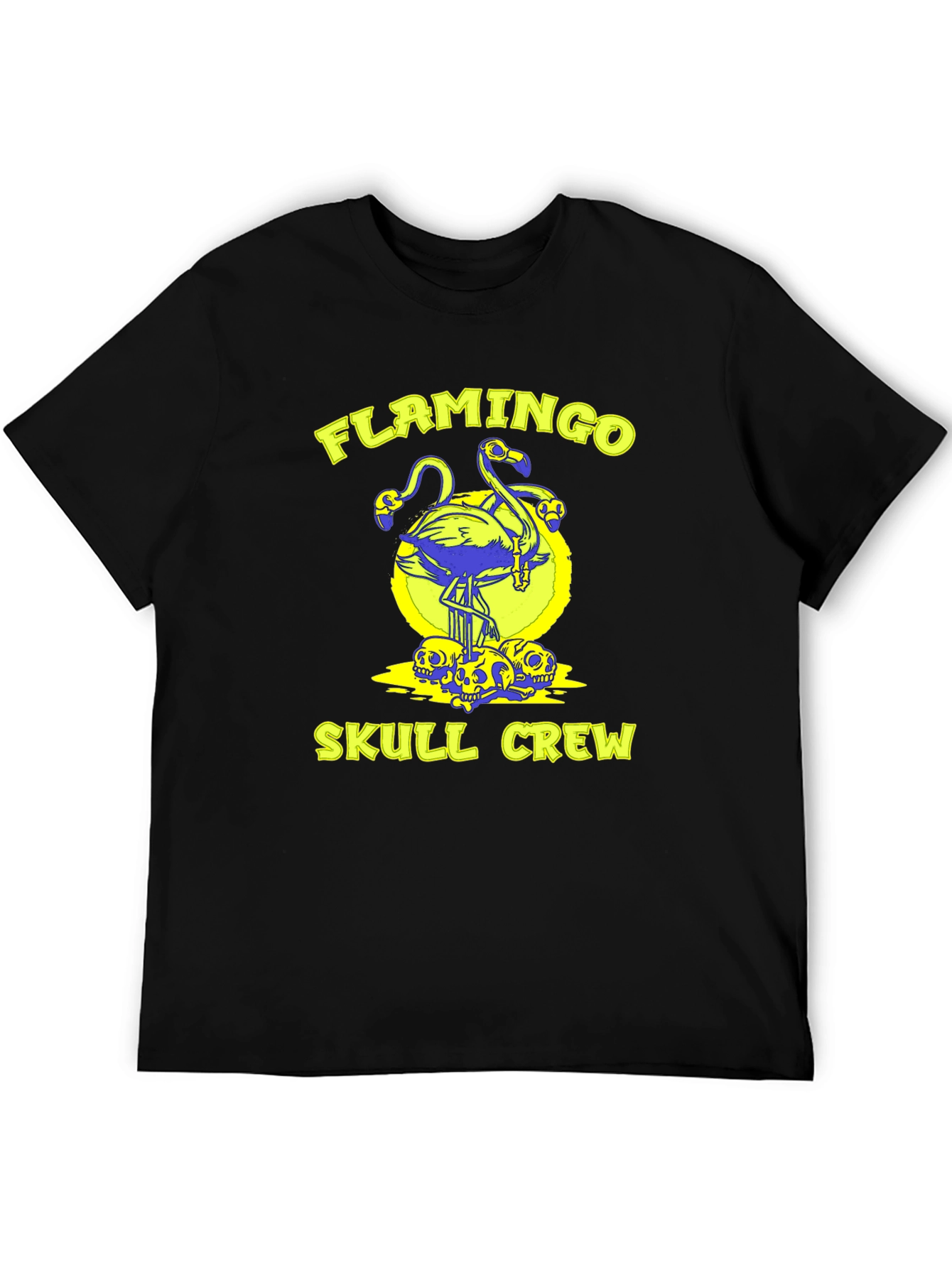 Black Flamingo Skull Crew Black Graphic Tee view 5