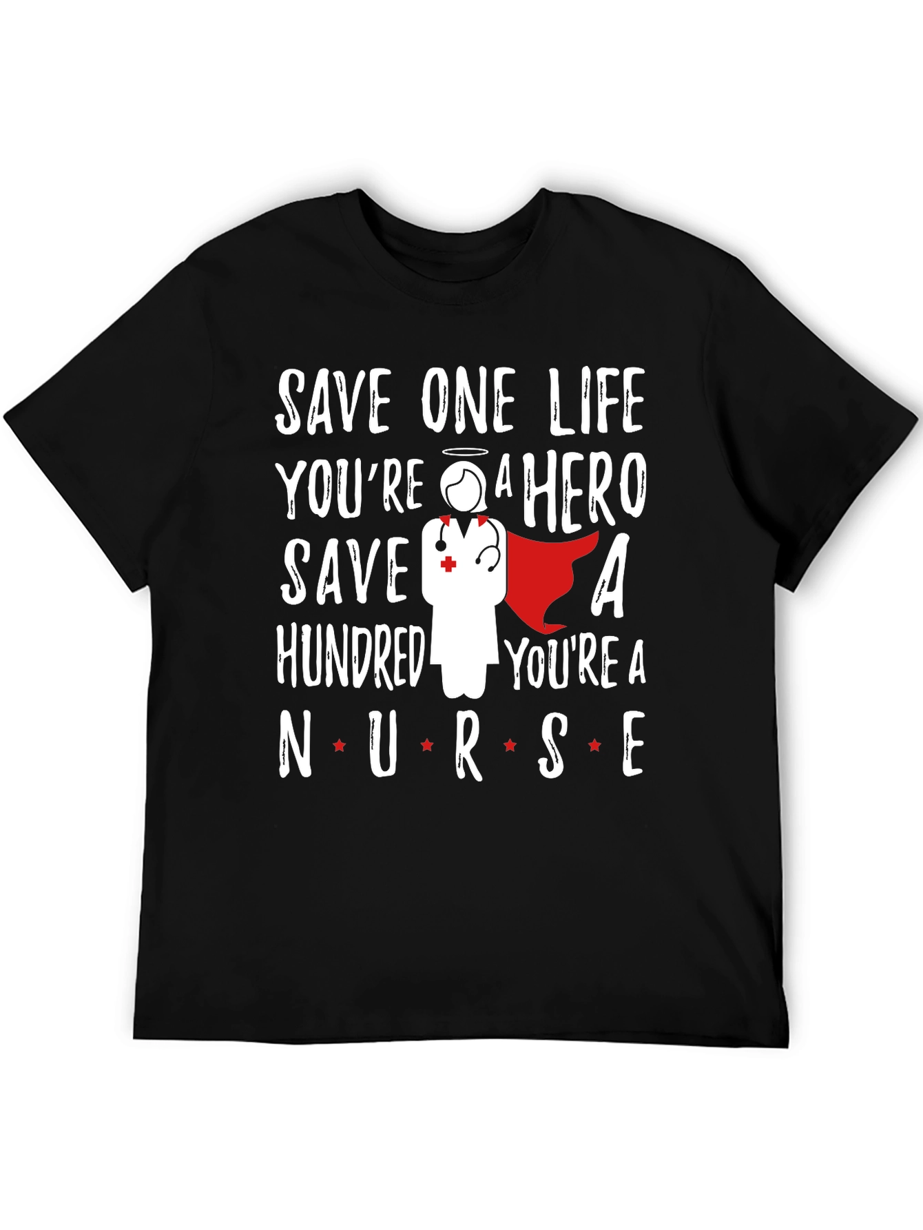 Black Nurse Hero Graphic Tee - Save Lives, You're a Hero! view 5