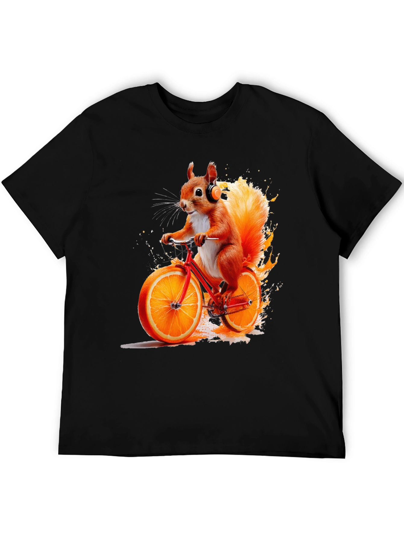 Black Squirrel on Orange Bike T-Shirt view 5