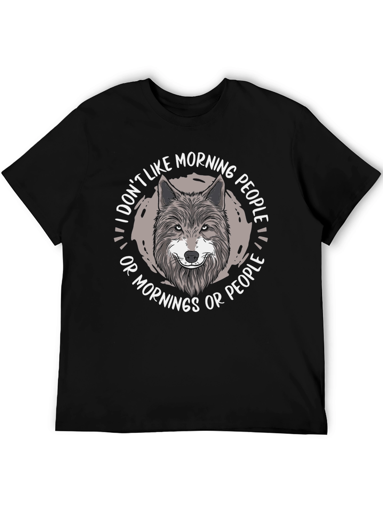 Black Wolf Graphic Tee - 'I Don't Like Morning People' view 5