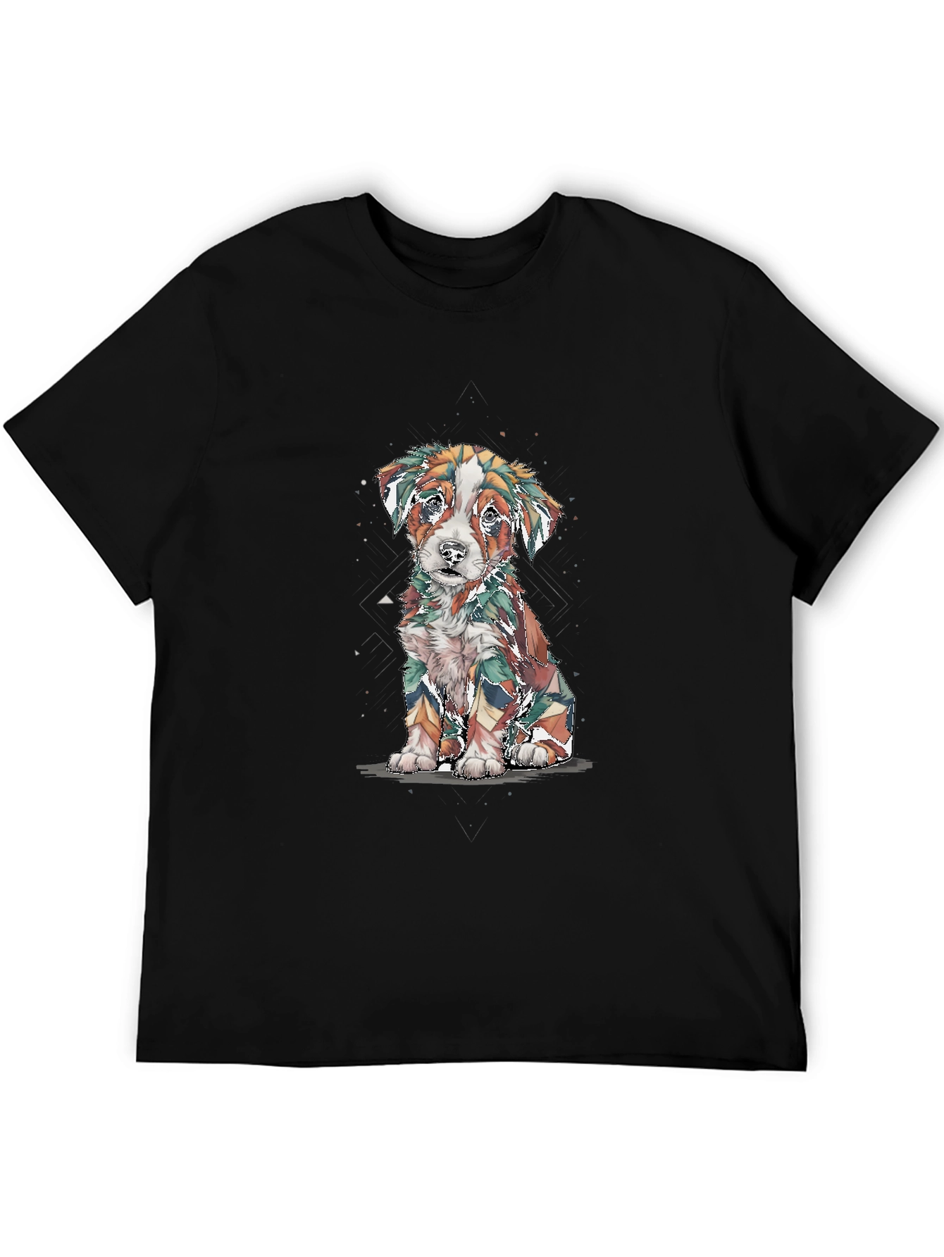 Black Abstract Puppy Graphic Tee - Stylish Black Shirt view 5