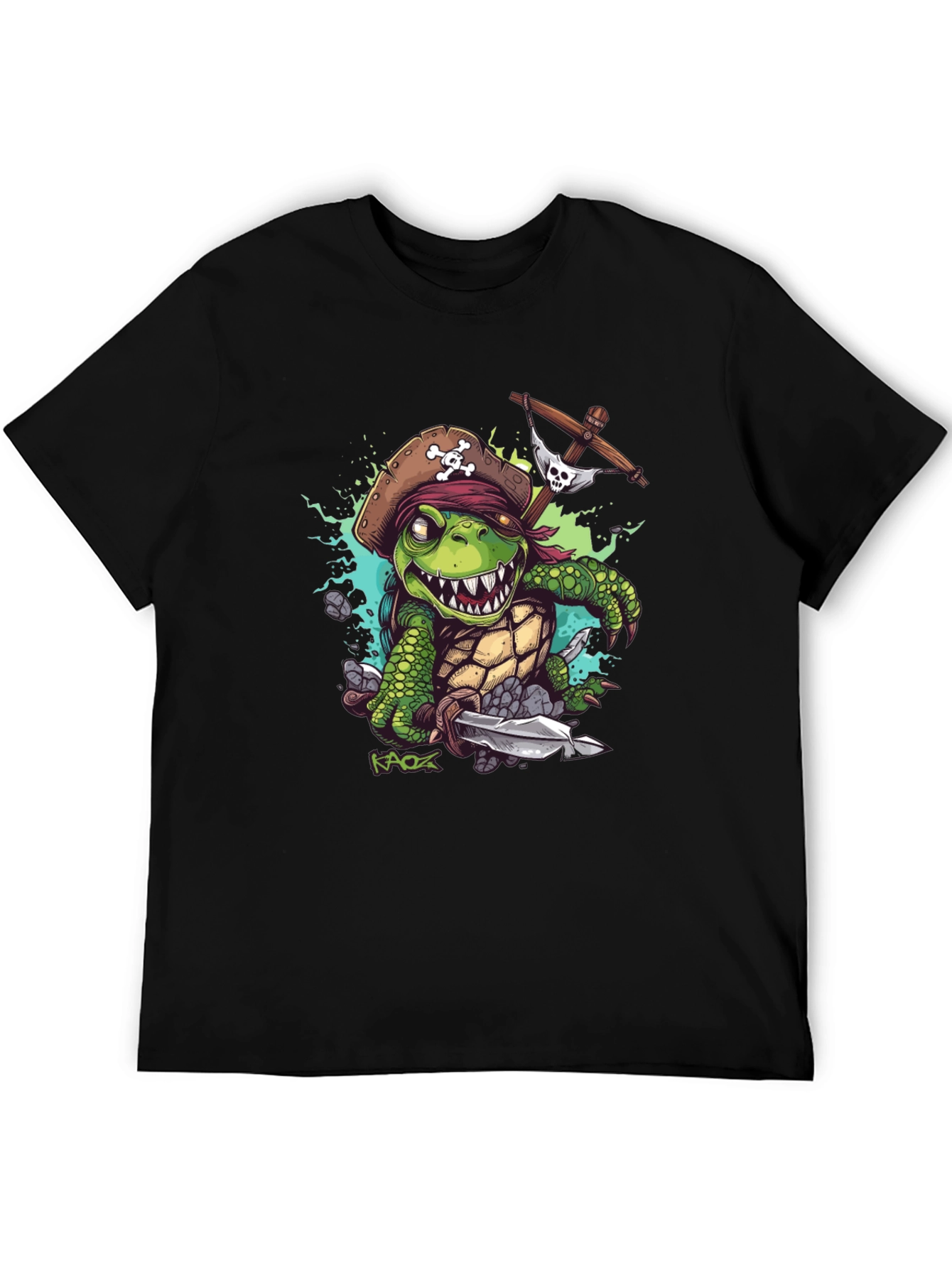Black Pirate Turtle Graphic Tee - Unique Design view 5