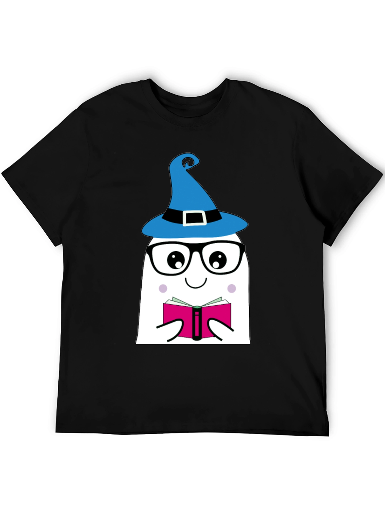 Black Whimsical Reading Ghost Graphic Tee view 5
