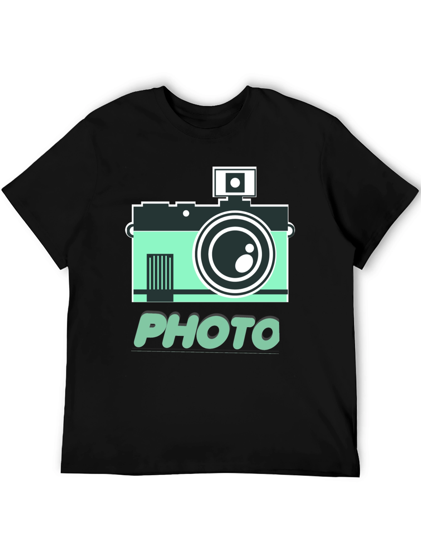 Black Retro Camera Photo Graphic T-Shirt view 5