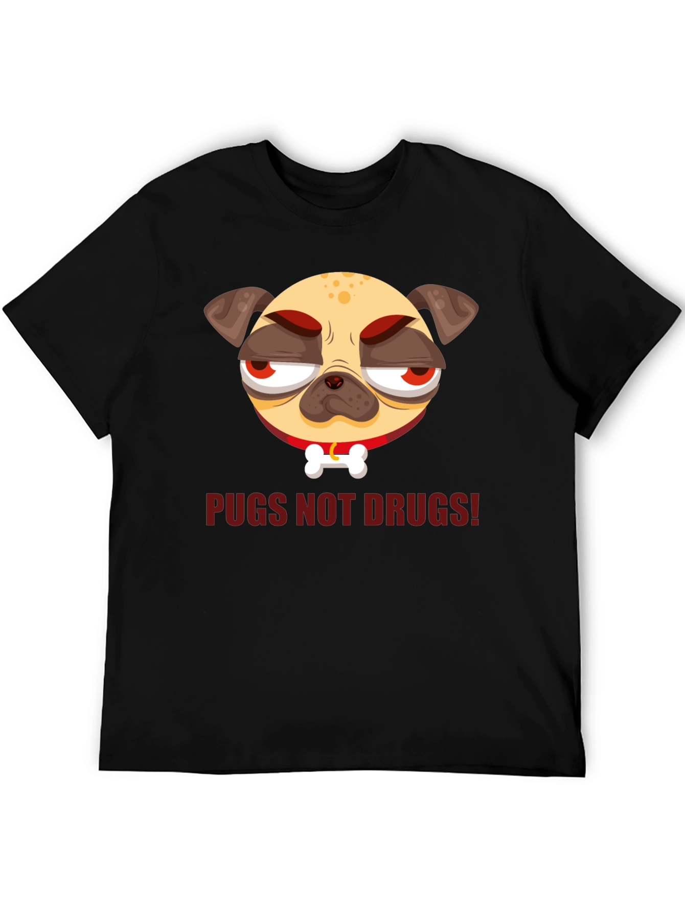 Black Pugs Not Drugs! Graphic Tee view 5