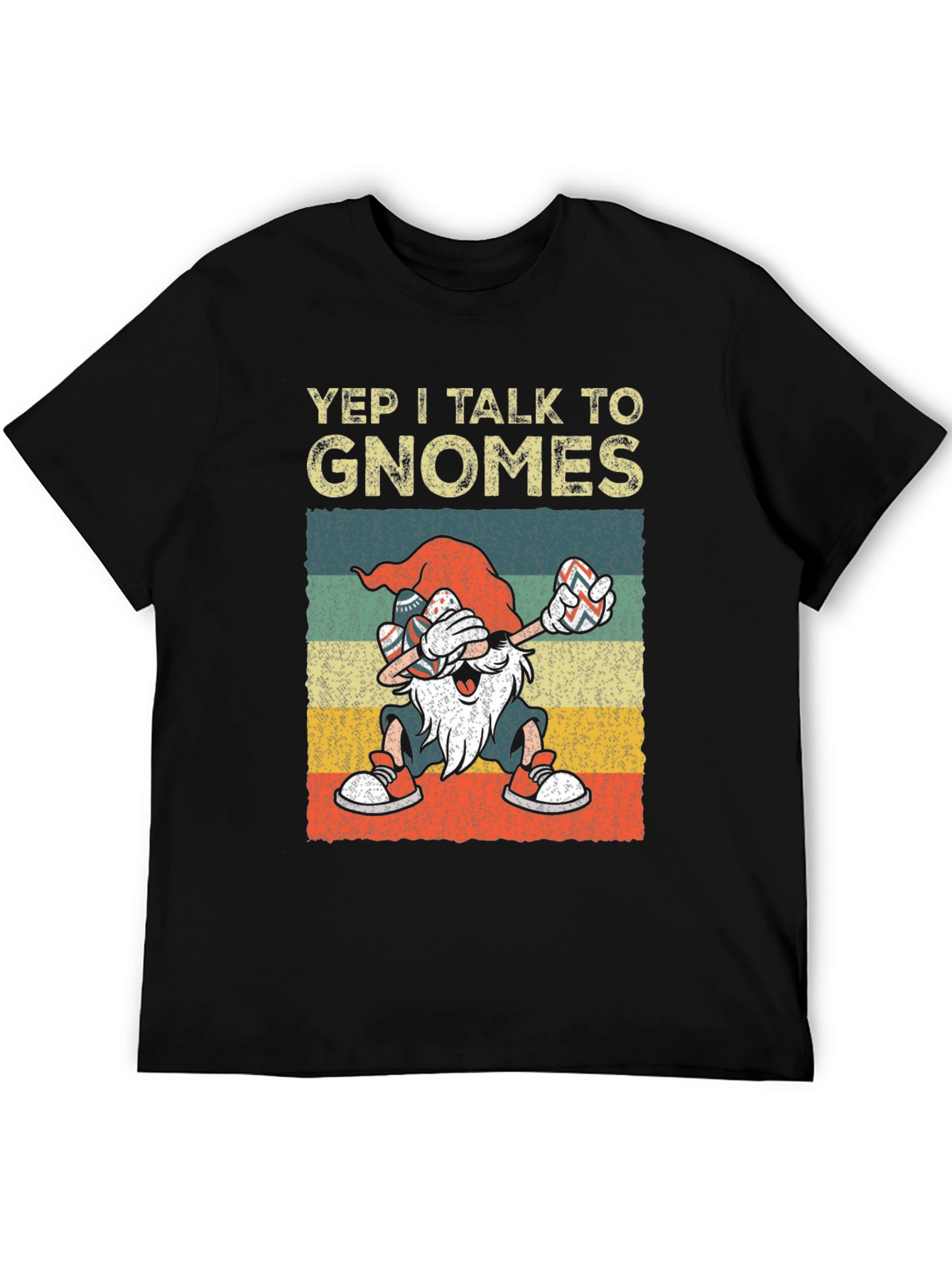 Black Yep I Talk to Gnomes Graphic Tee view 5