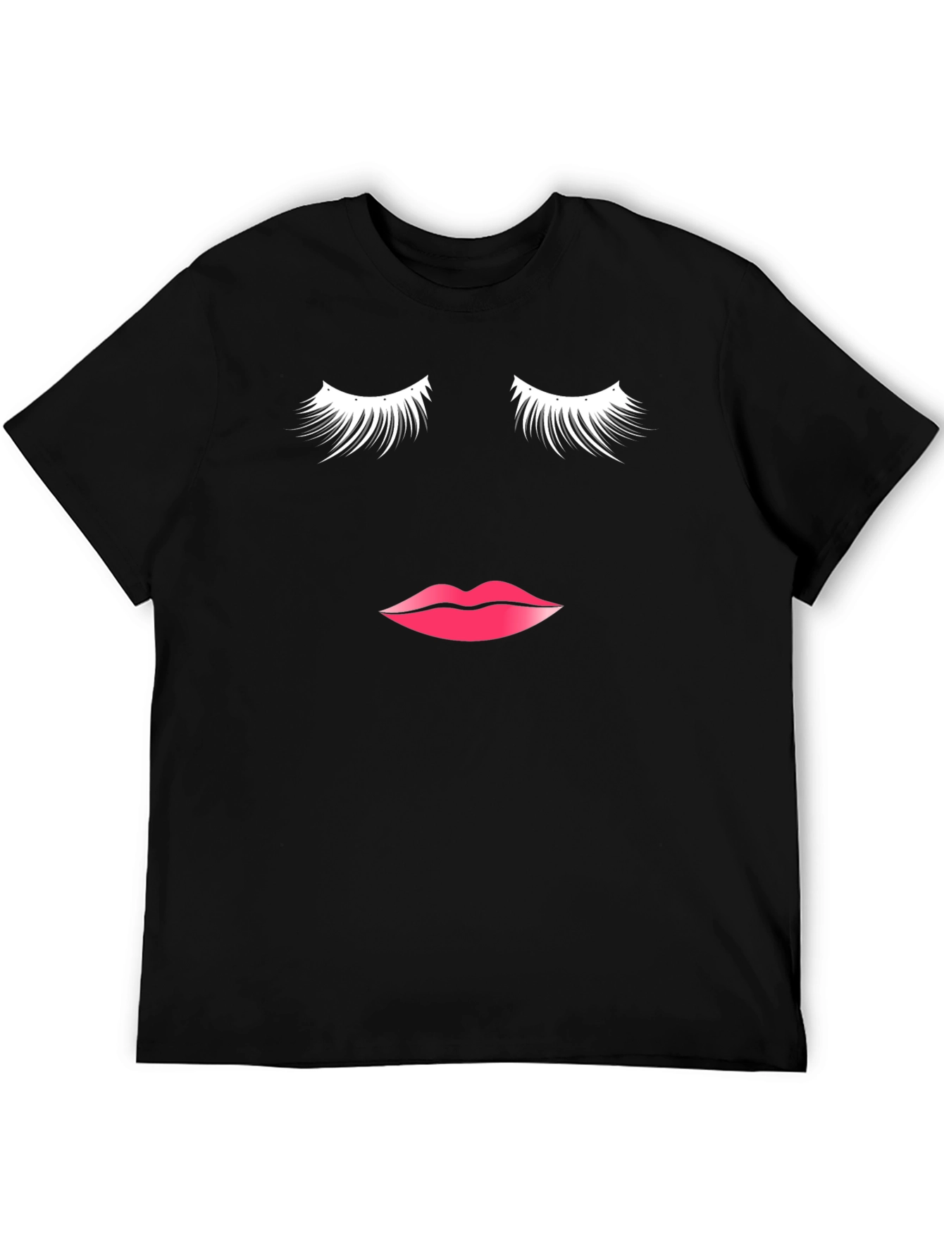 Black Eyelashes & Lips Graphic Tee - Stylish & Fun view 5