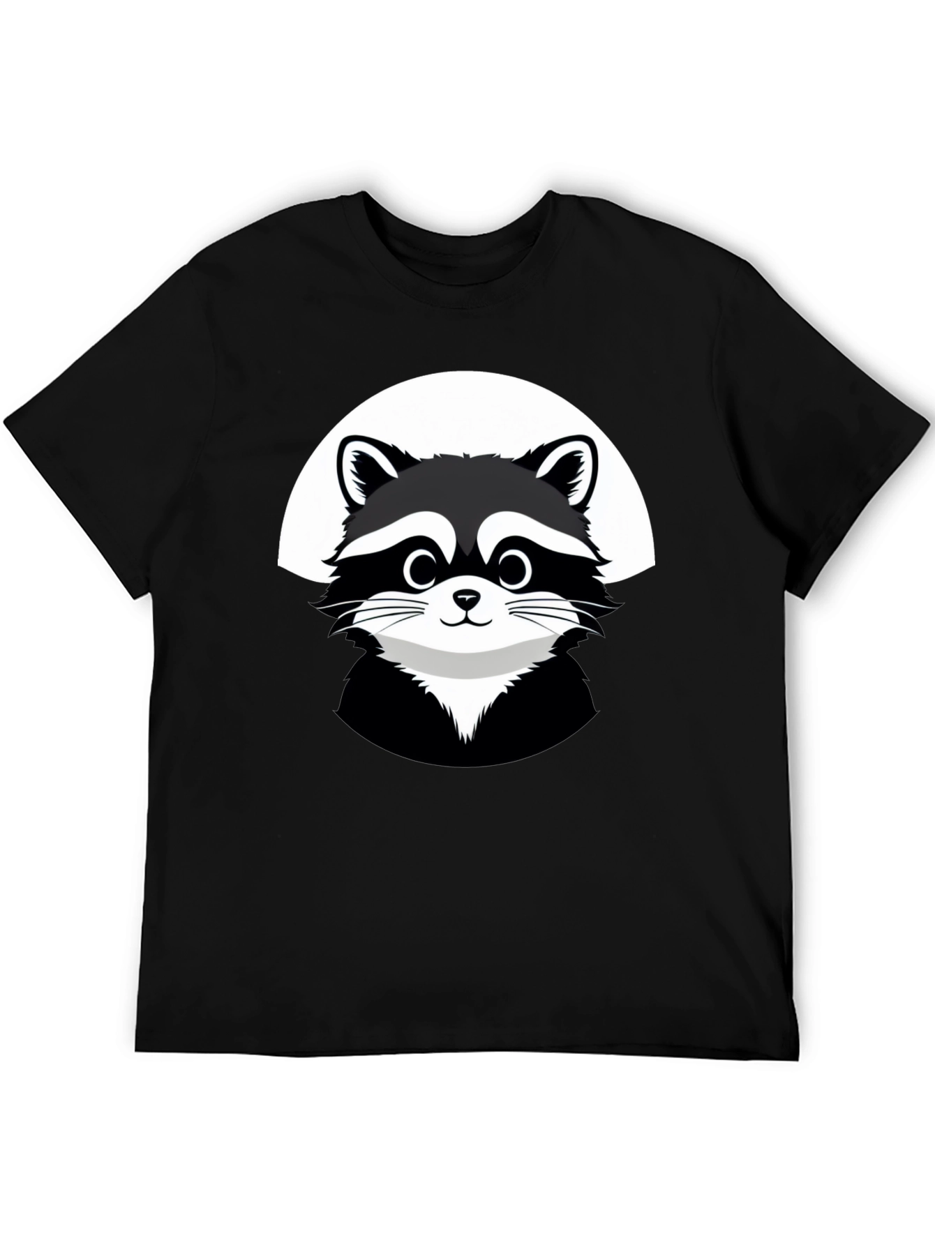 Black Cute Raccoon Graphic Black T-Shirt view 5