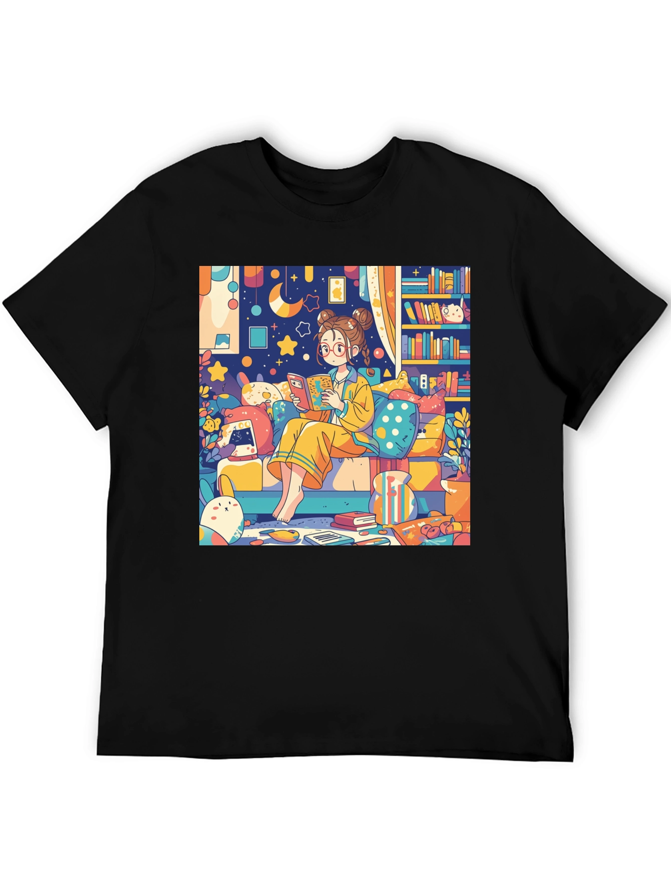 Black Cozy Reading Nook T-Shirt view 5