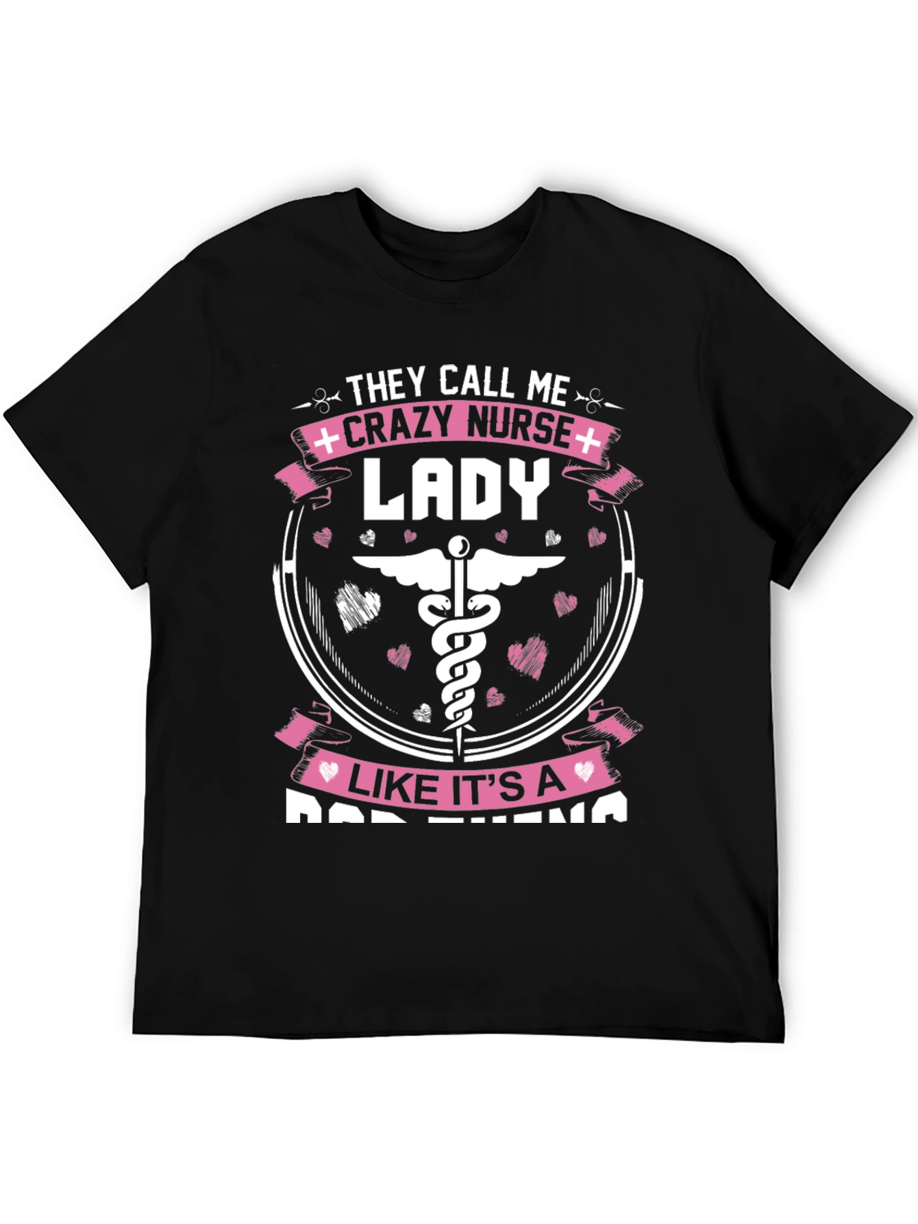 Black Crazy Nurse Lady Graphic Tee view 5
