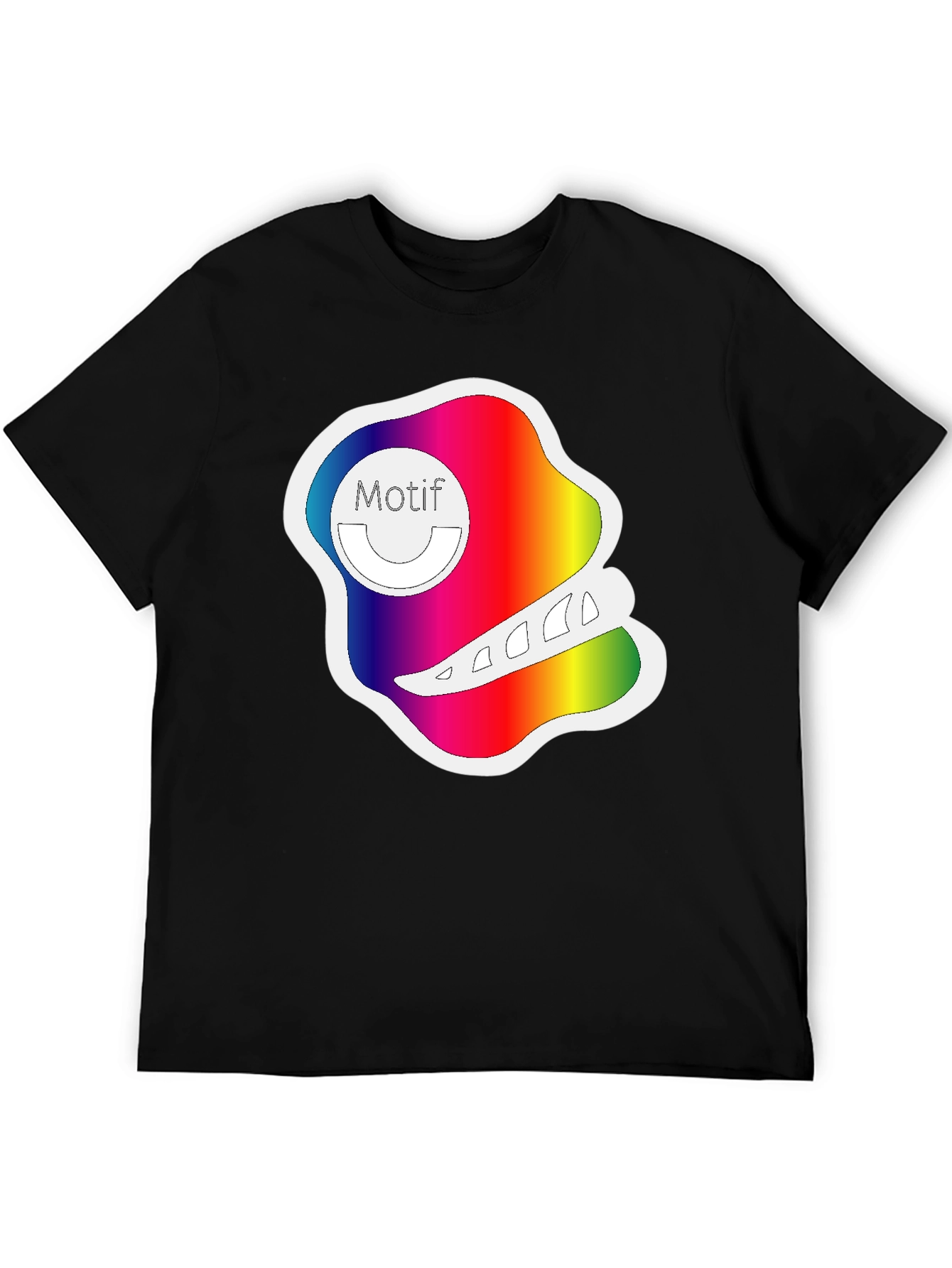 Black Rainbow Motif Graphic Black T-Shirt view 5