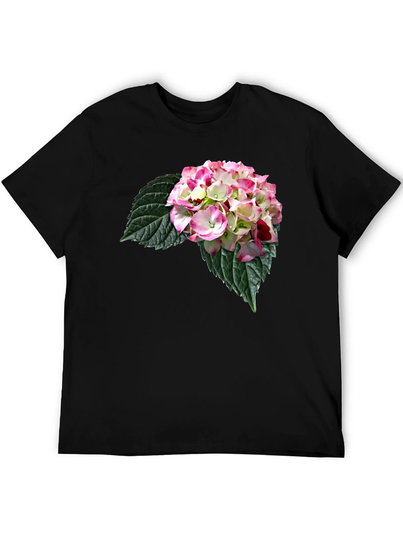 Black Floral Print Black Crew Neck T-Shirt view 5