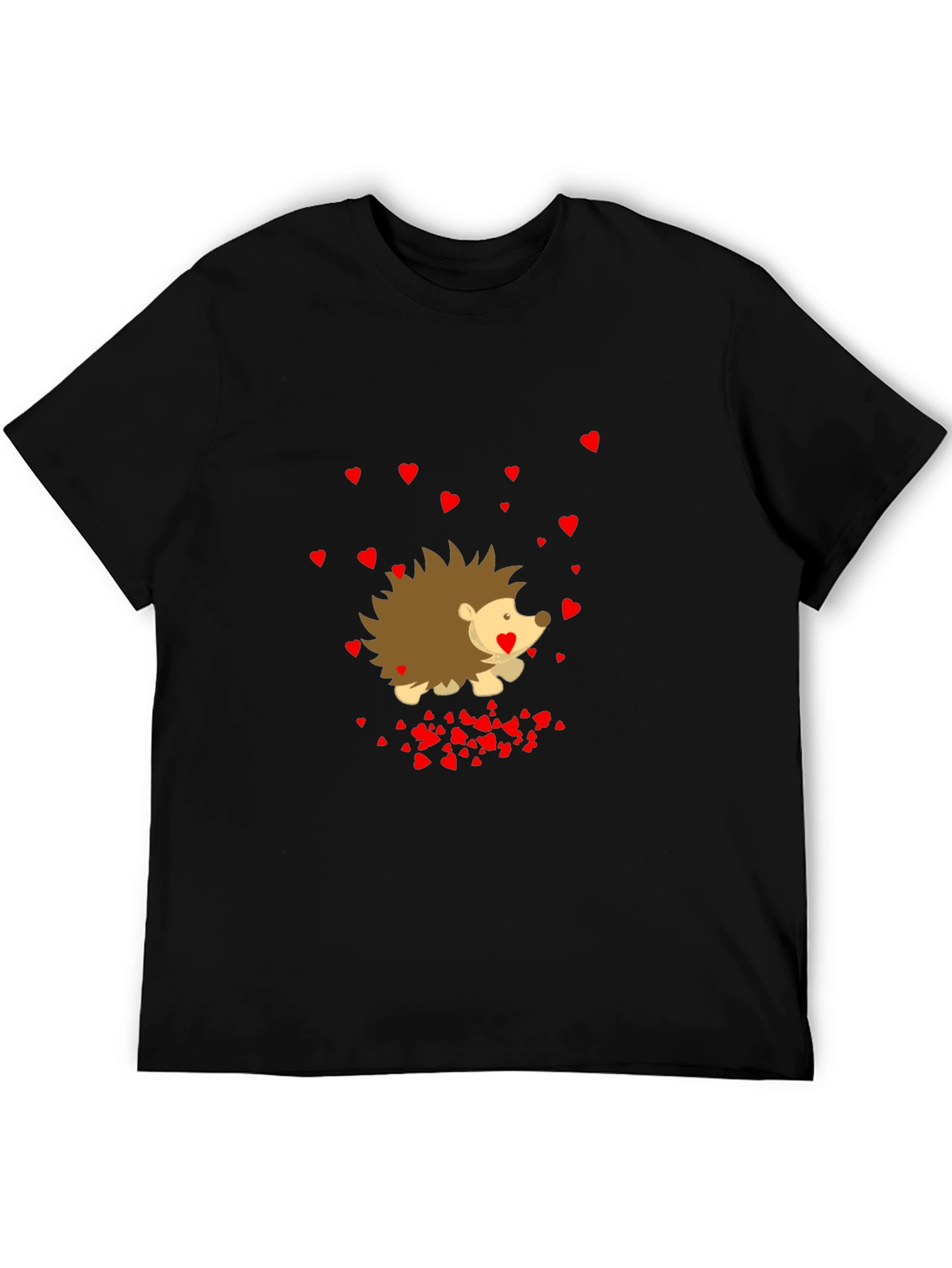 Black Heart Hedgehog Black T-Shirt view 5