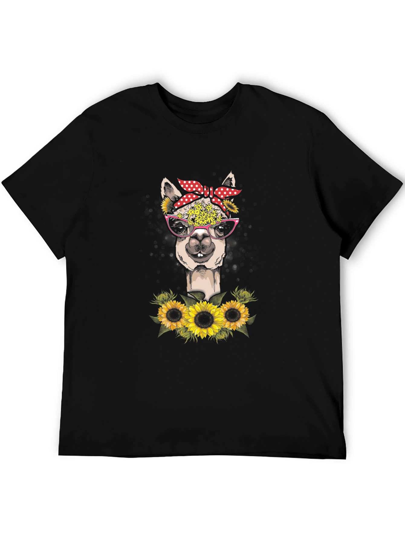 Black Alpaca Sunflower T-Shirt - Stylish Graphic Tee view 5