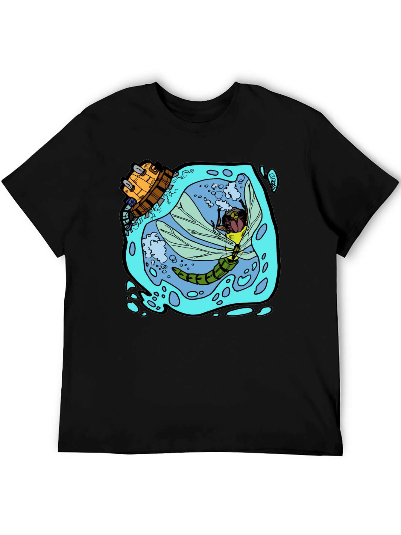 Black Dragonfly & Submarine Graphic Tee view 5