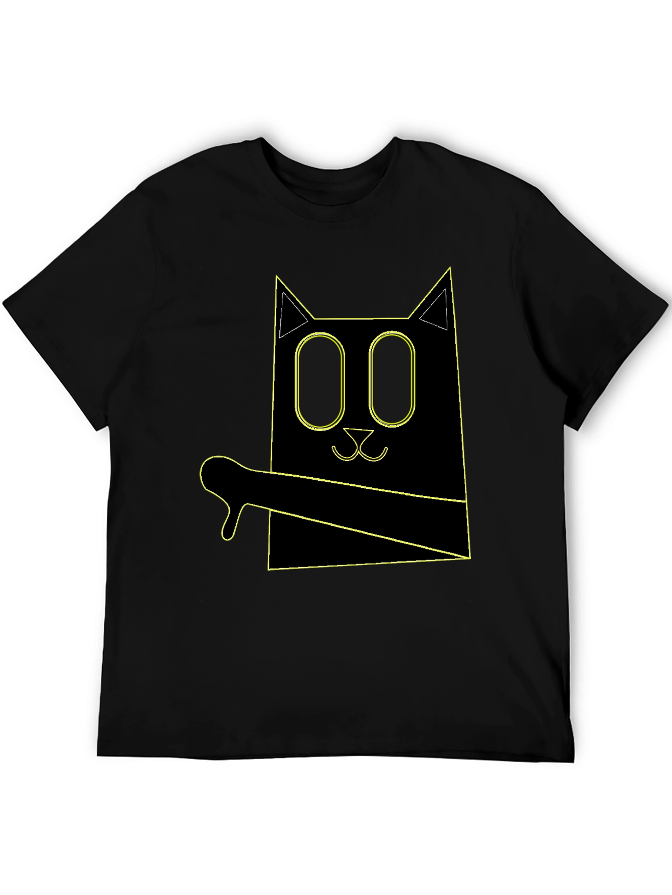 Black Geometric Cat T-Shirt view 5