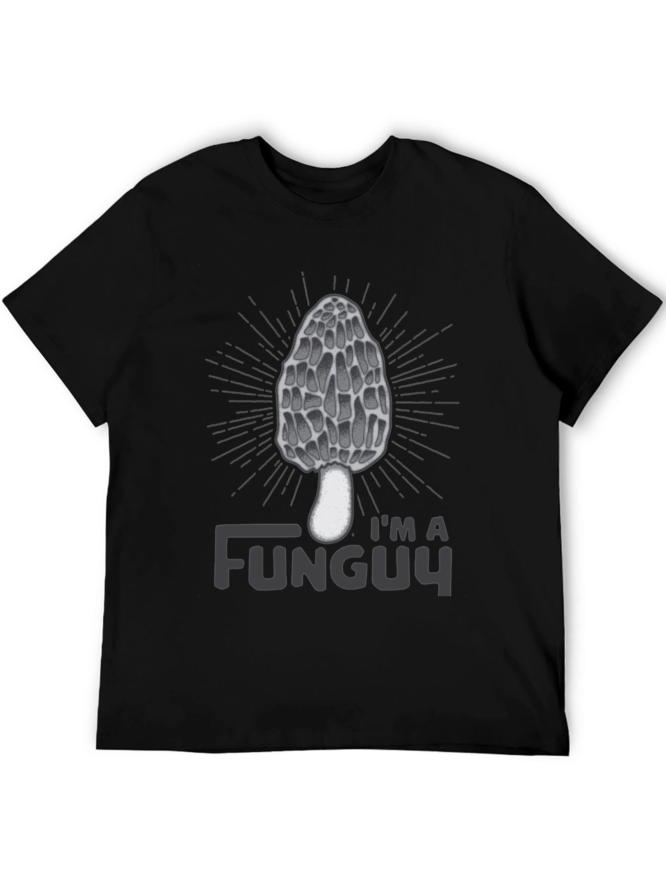 Black I'm a Funguy Black T-Shirt - Morel Mushroom Graphic Tee view 5