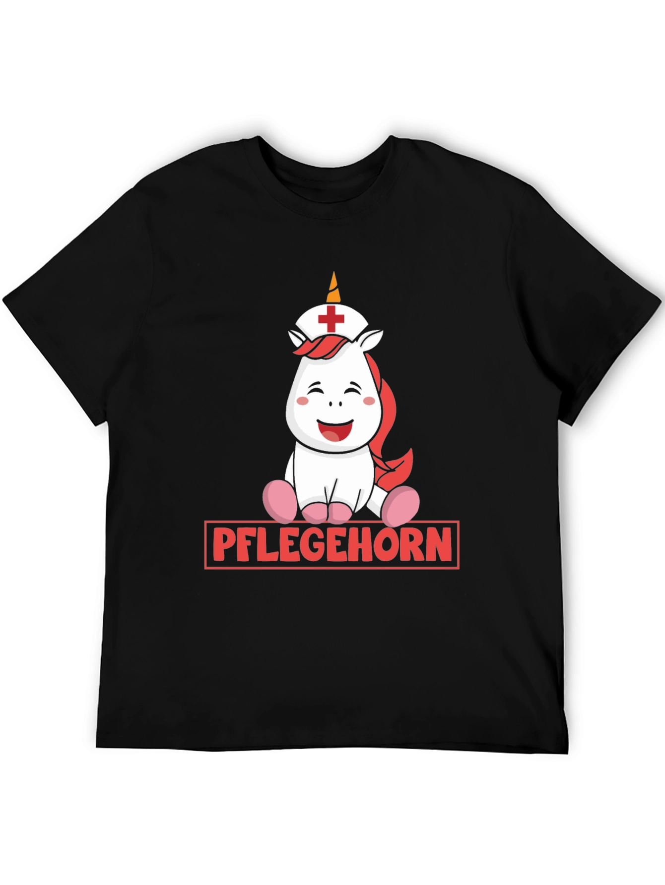 Black Pflegehorn Nurse Unicorn Graphic T-Shirt view 5