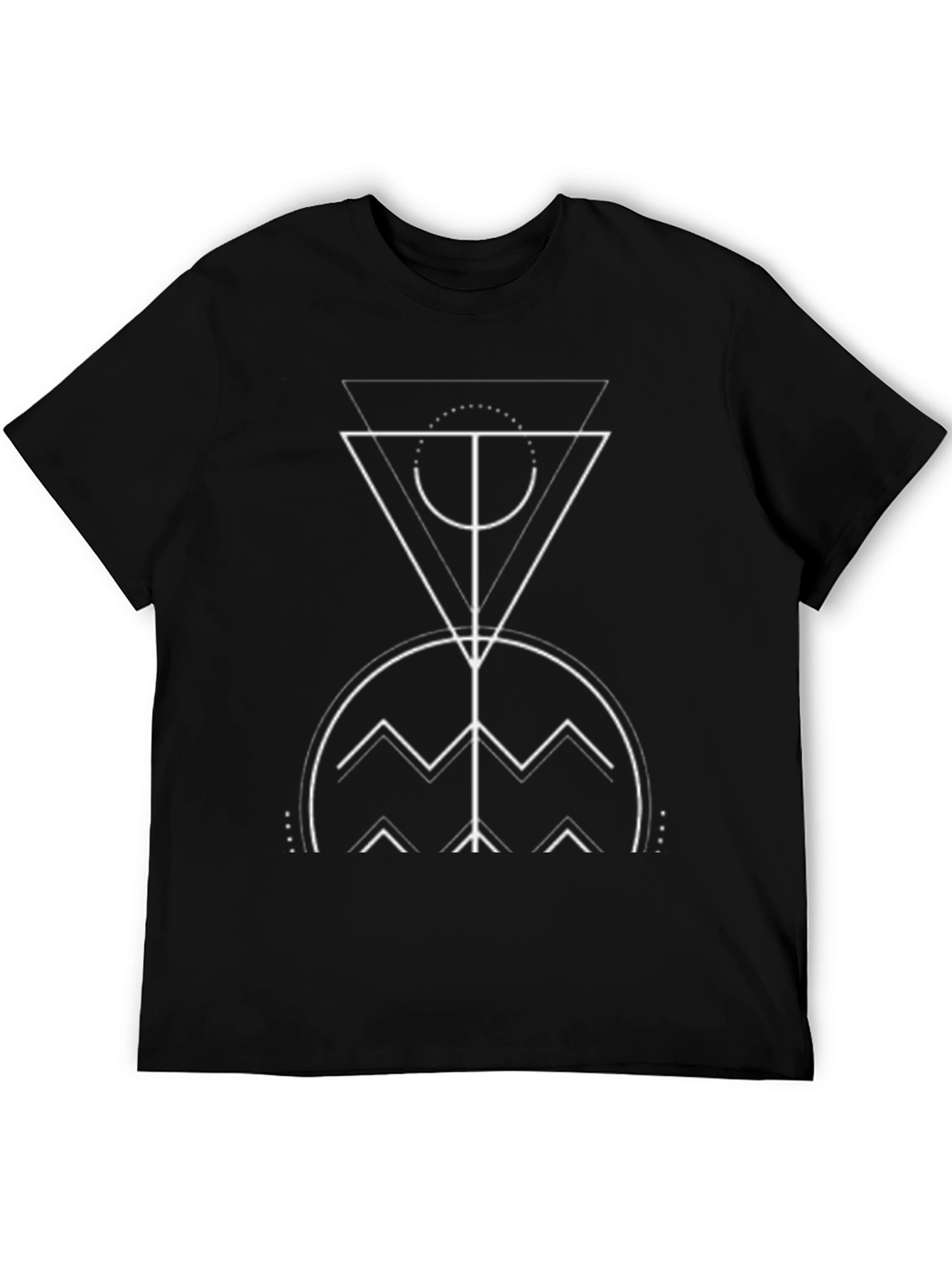 Black Abstract Geometric Graphic Print Black T-Shirt view 5