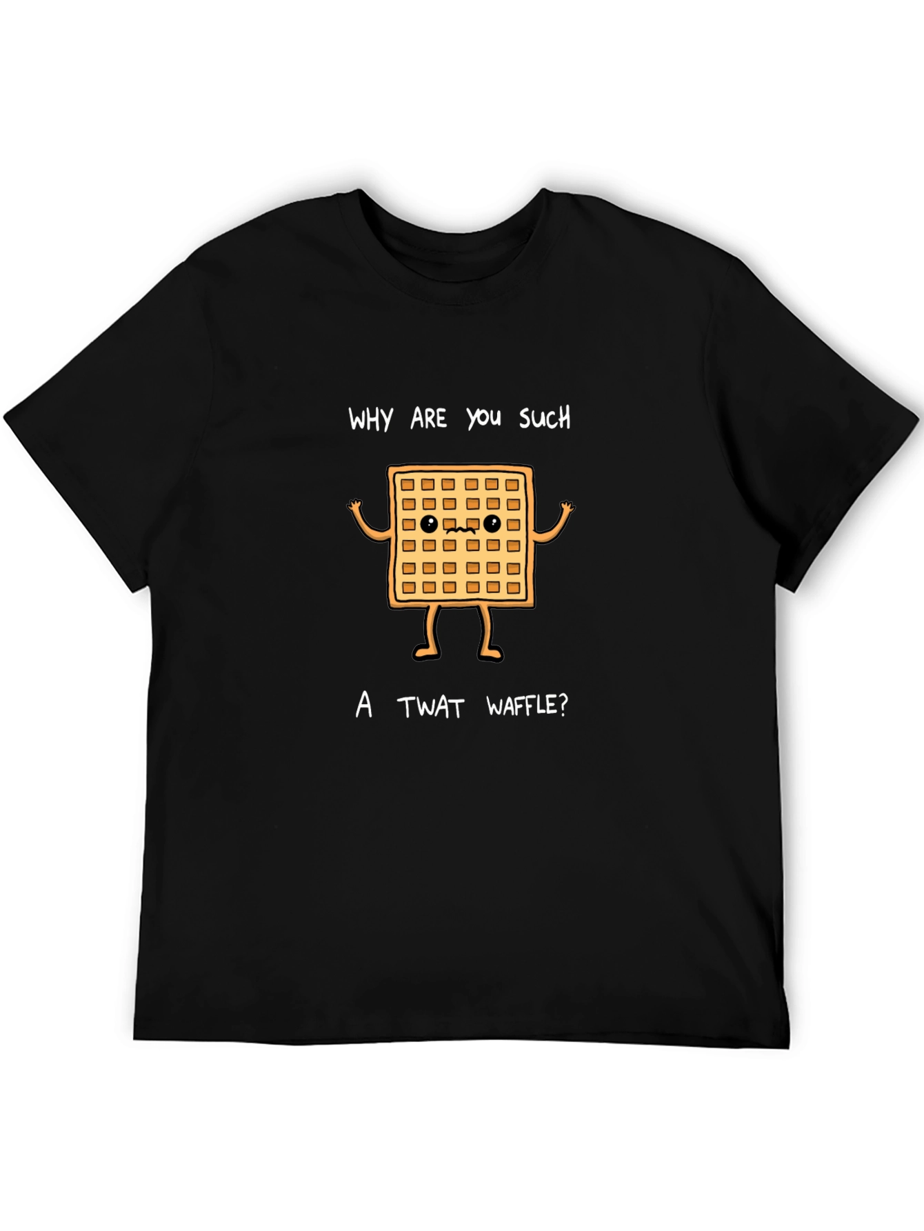Black Funny Waffle Graphic T-Shirt - "Twat Waffle" view 5
