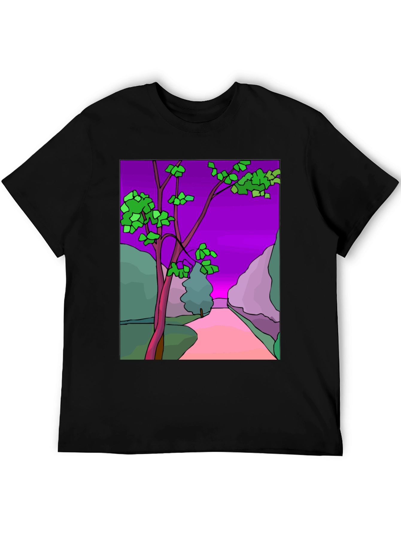 Black Nature Print Black T-Shirt view 5