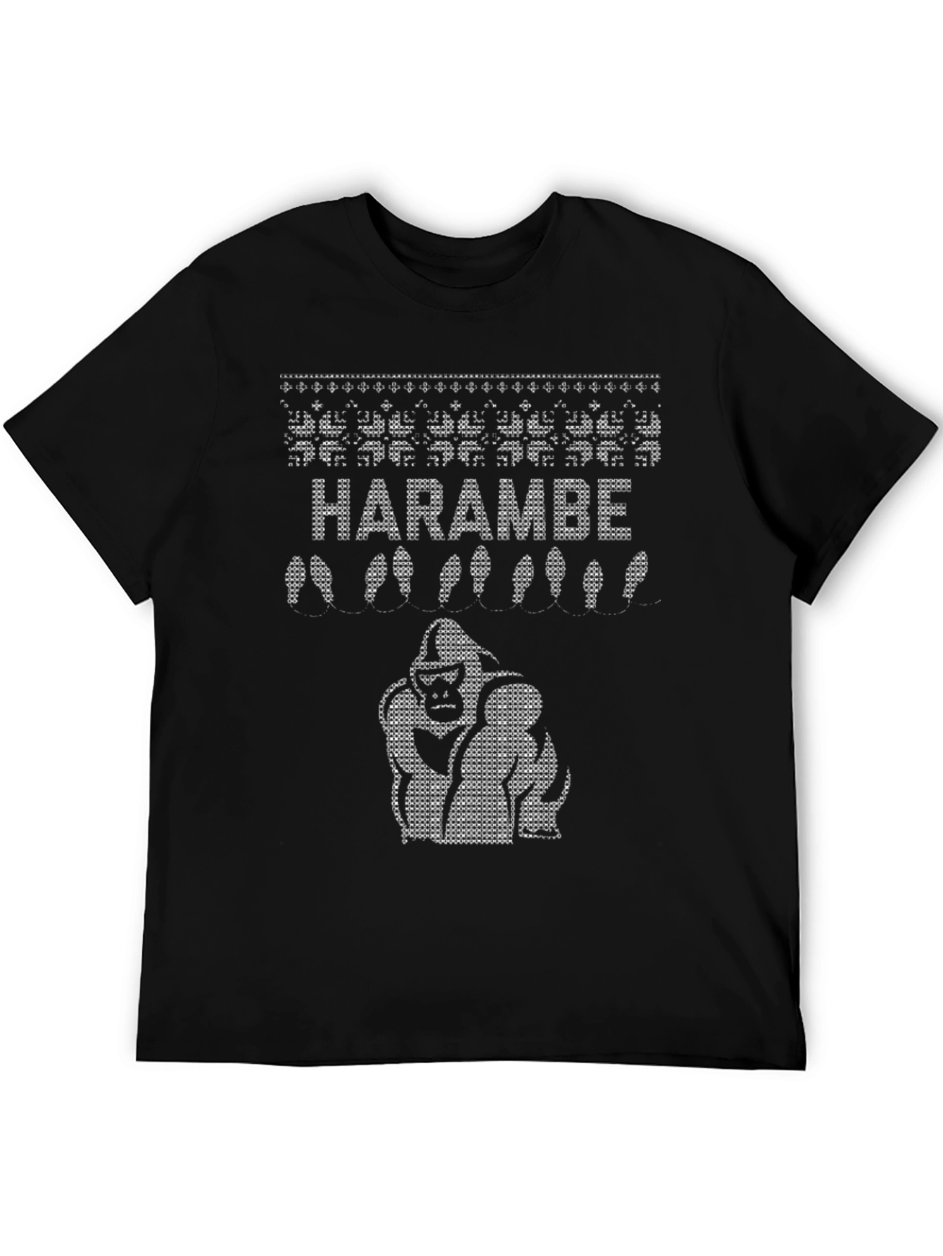 Black Harambe Gorilla Ugly Christmas T-Shirt view 5