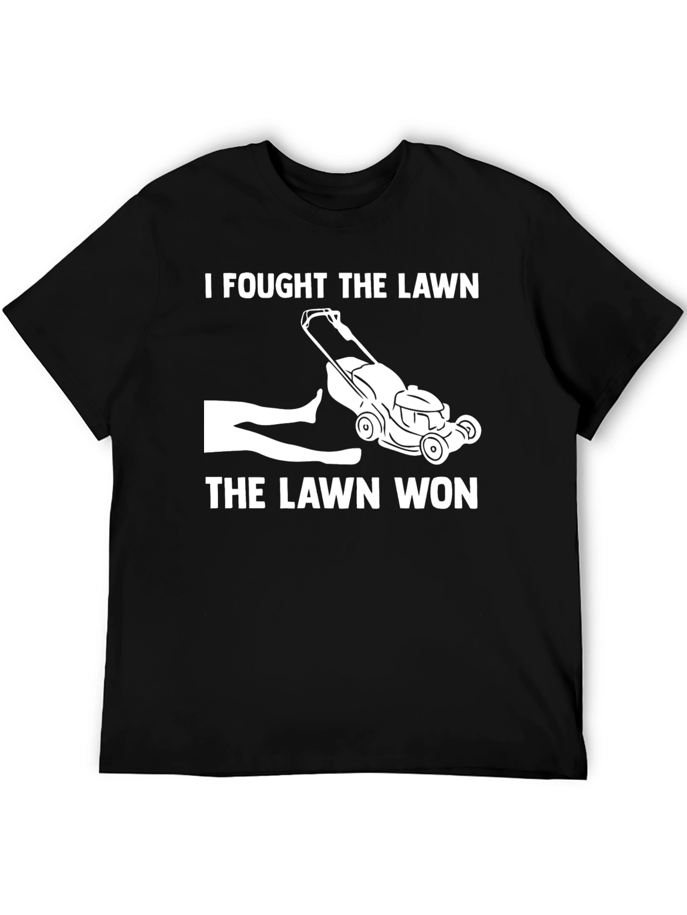 Black I Fought The Lawn Funny T-Shirt view 5