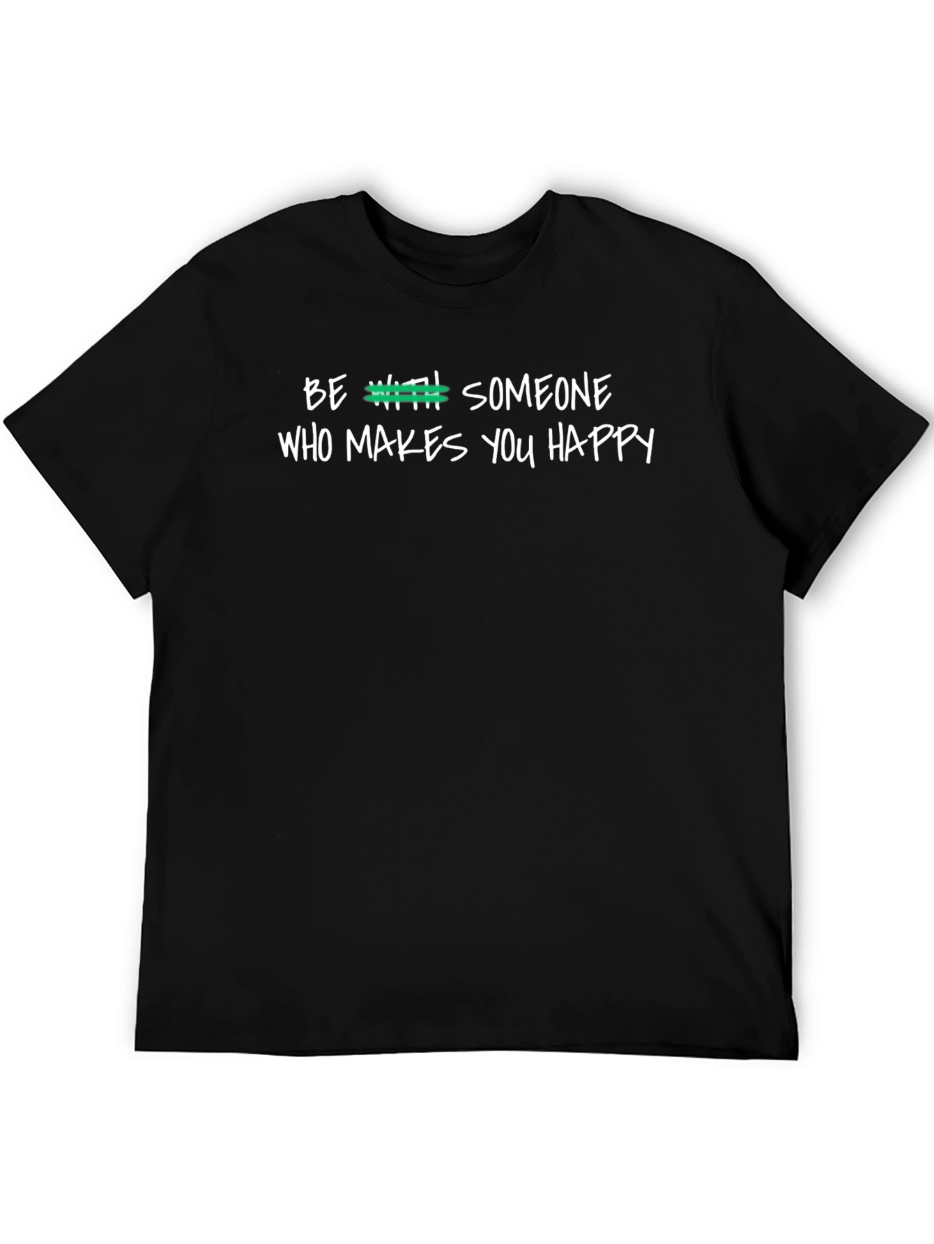 Black Be With Someone Happy Graphic Tee - Black Cotton Shirt view 5