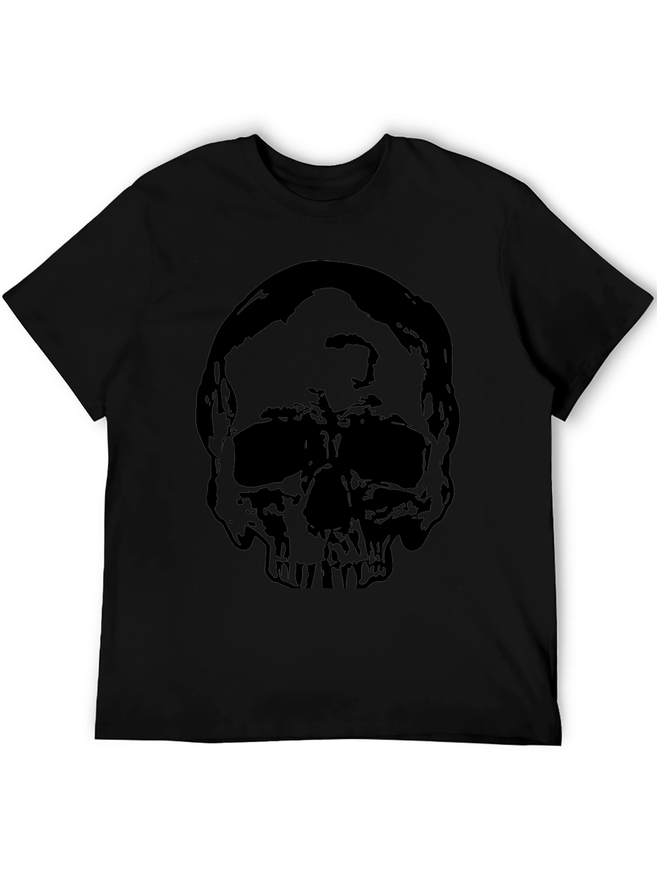 Black Skull Graphic Black T-Shirt for Men view 5