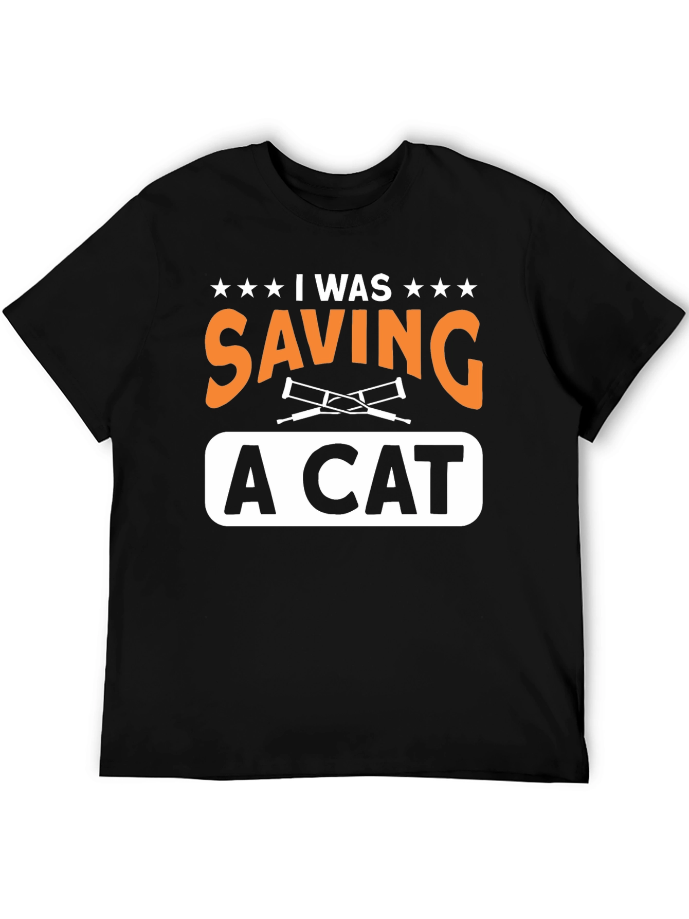 Black I Was Saving A Cat T-Shirt view 5