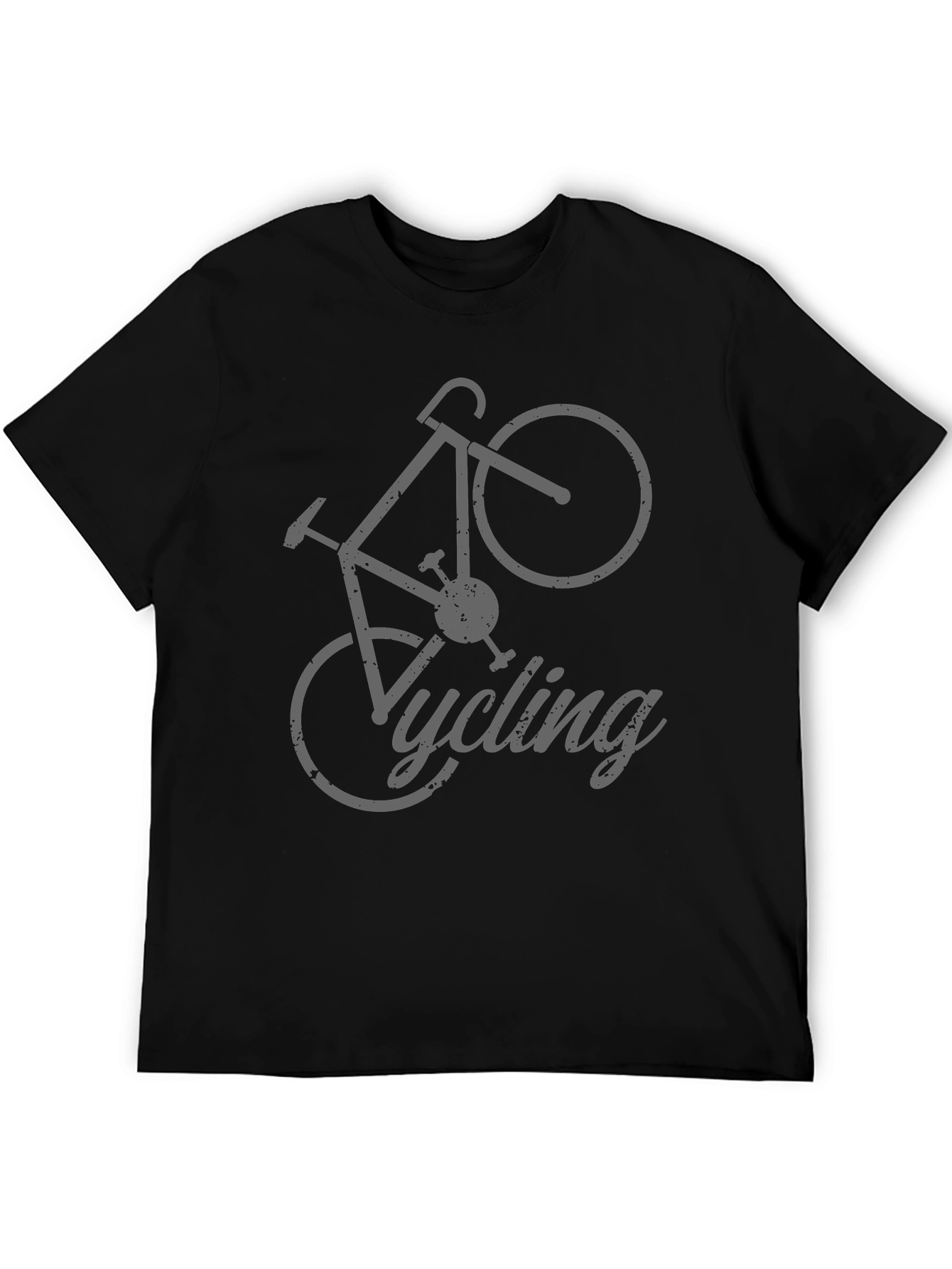 Black Cycling T-Shirt - Gray Bicycle Design view 5