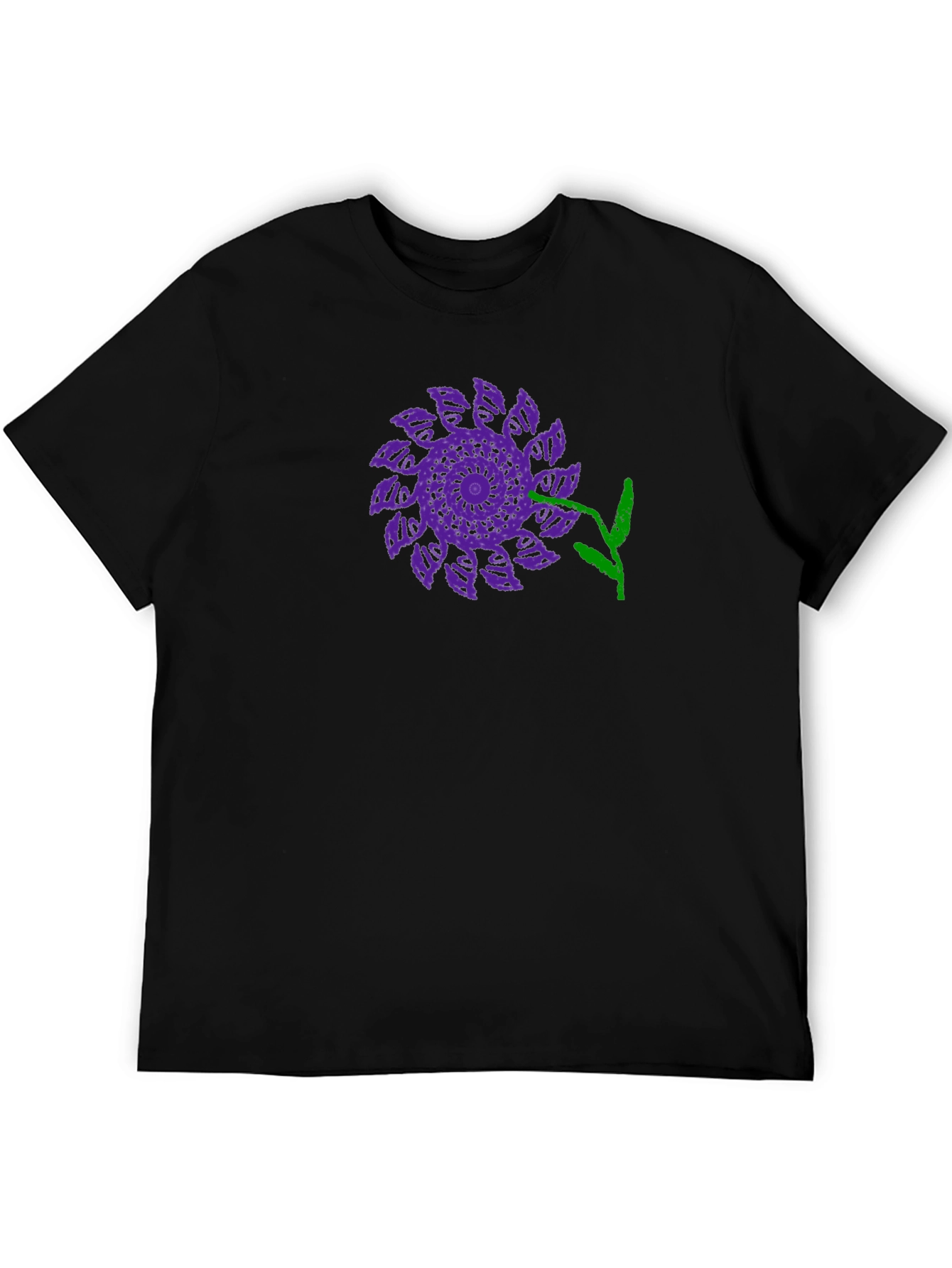 Black Black T-Shirt with Purple Flower Design view 5