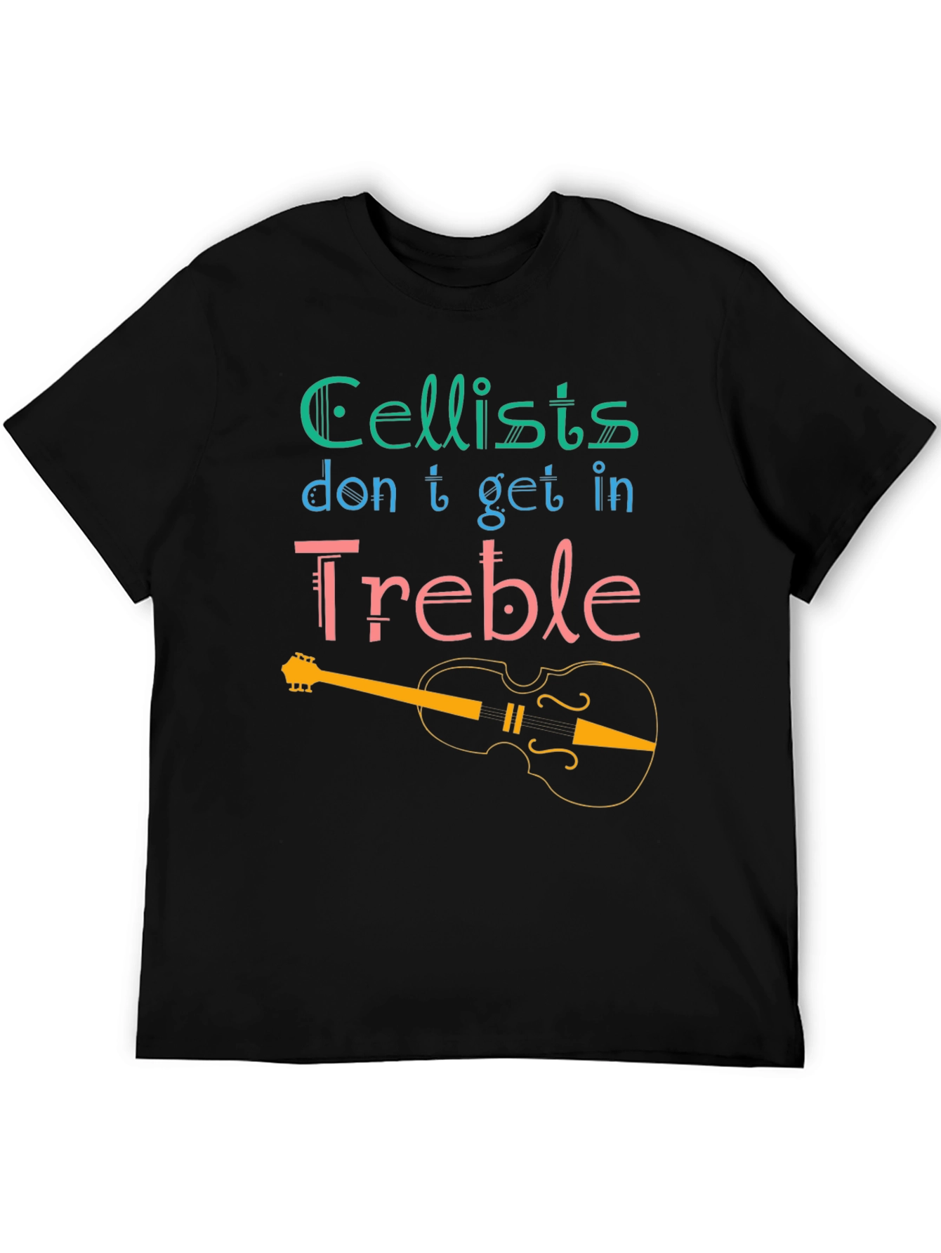 Black Cellist 'Treble' T-Shirt - Musical Humor Tee view 5
