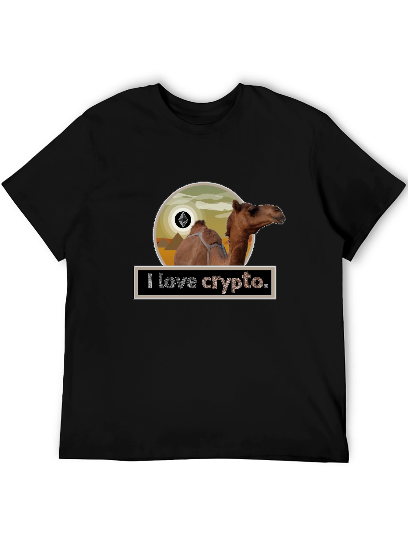Black I Love Crypto Camel T-Shirt view 5