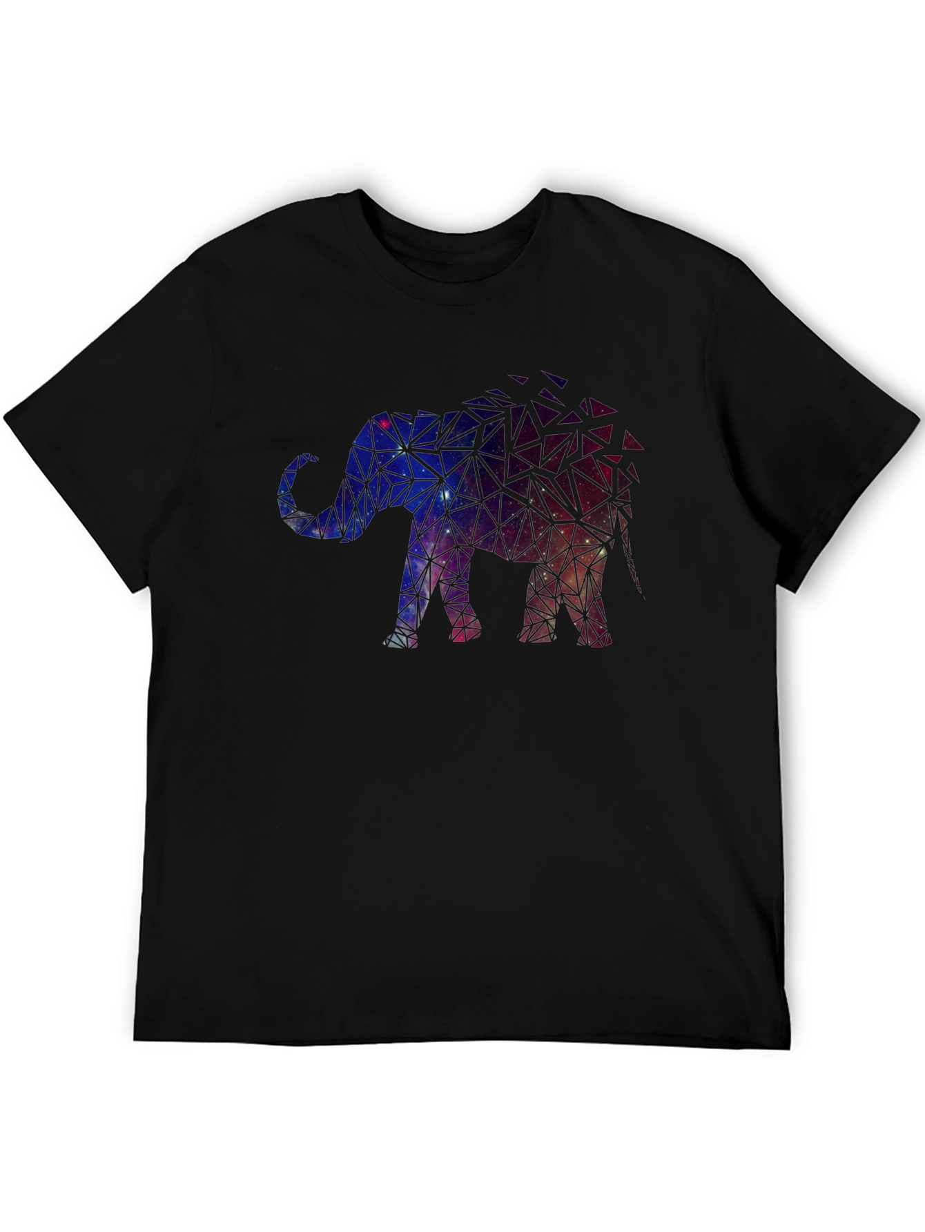 Black Geometric Galaxy Elephant Graphic Tee view 5